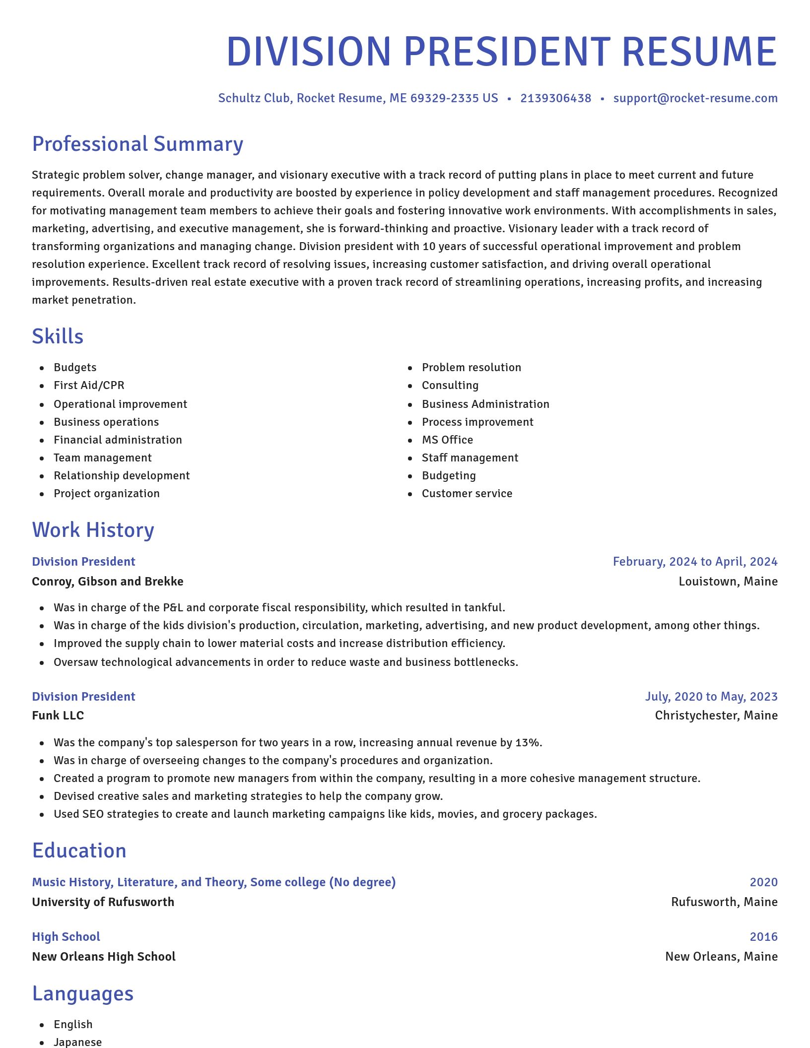 Novel resume template