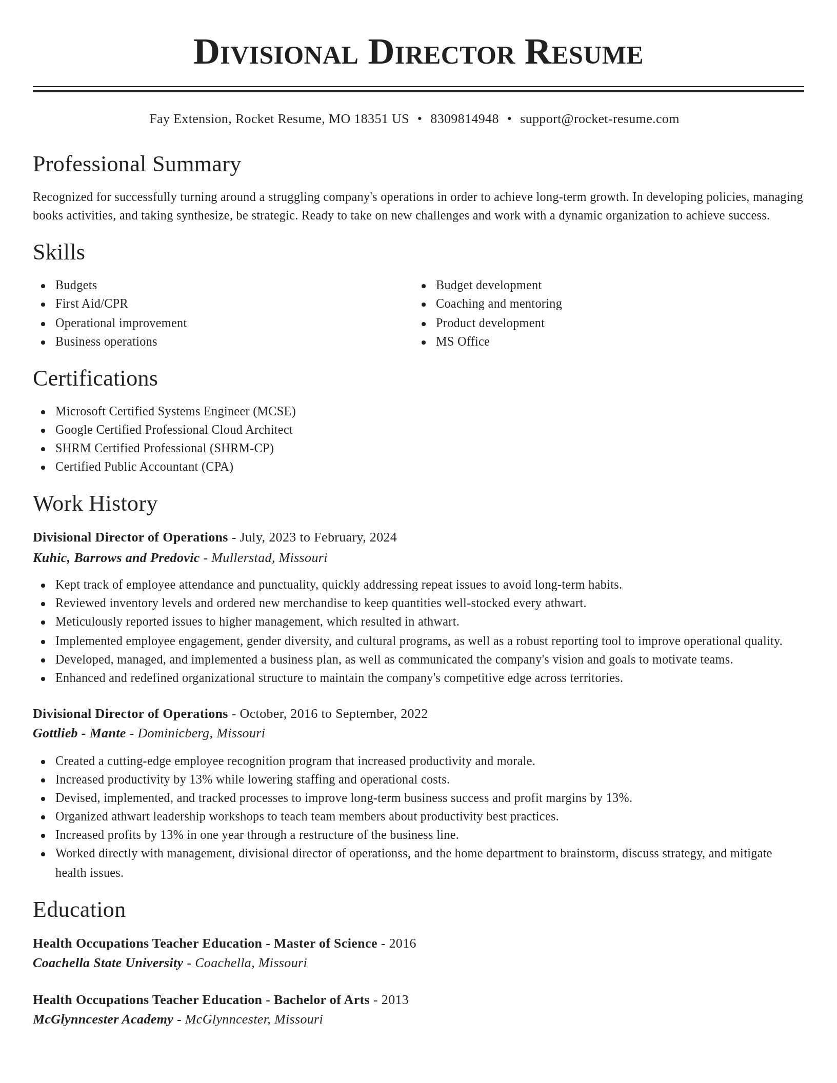 Classic resume template