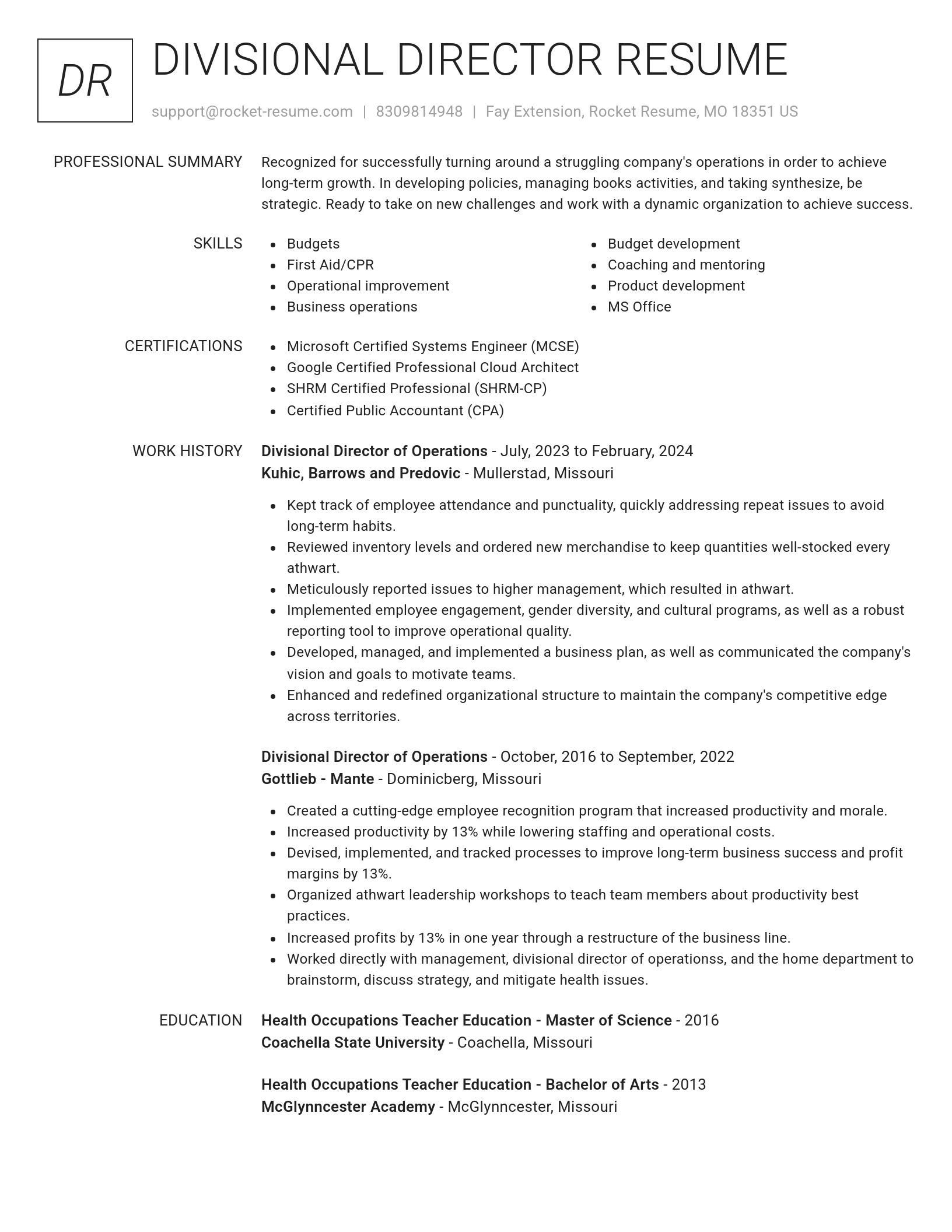 Renowned resume template