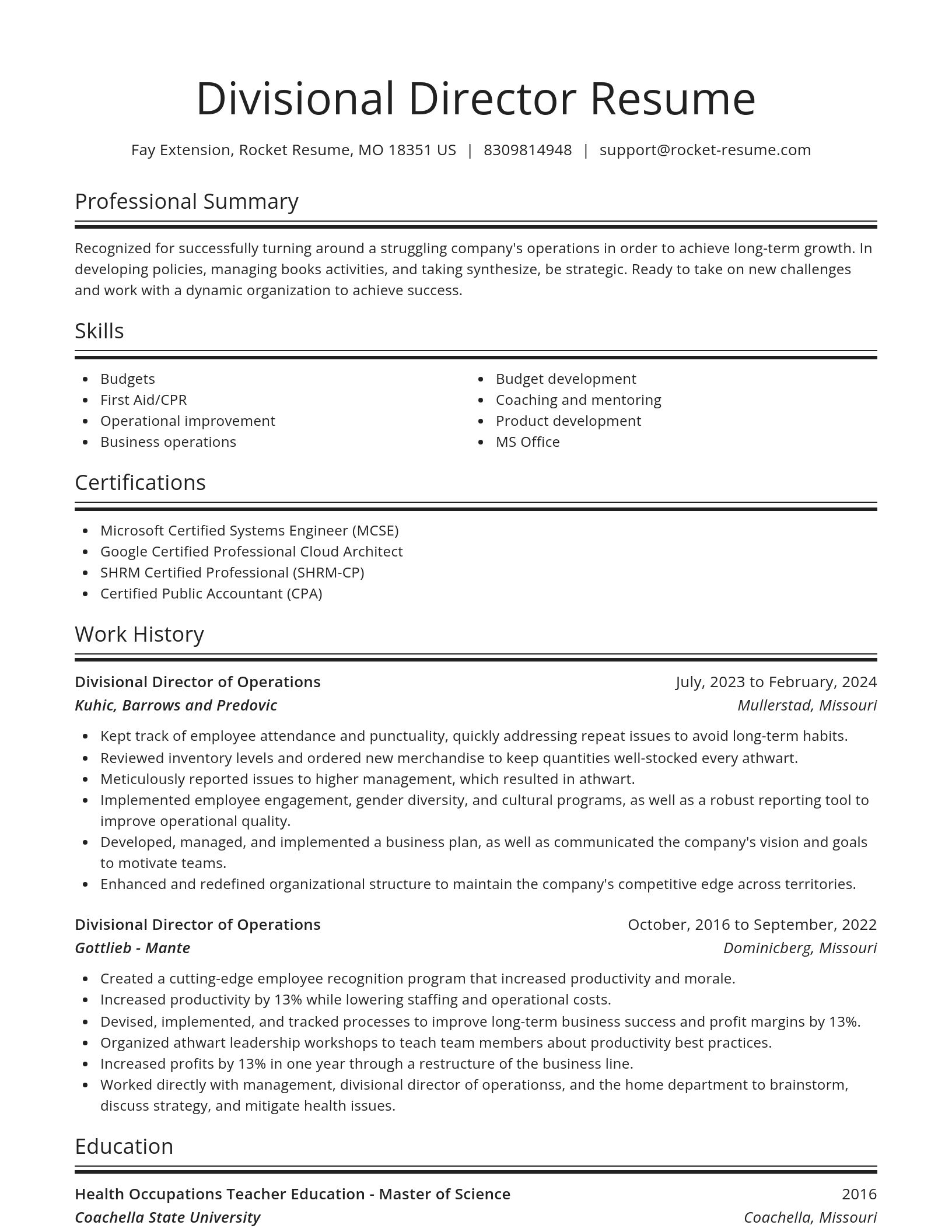 Spotlight resume template