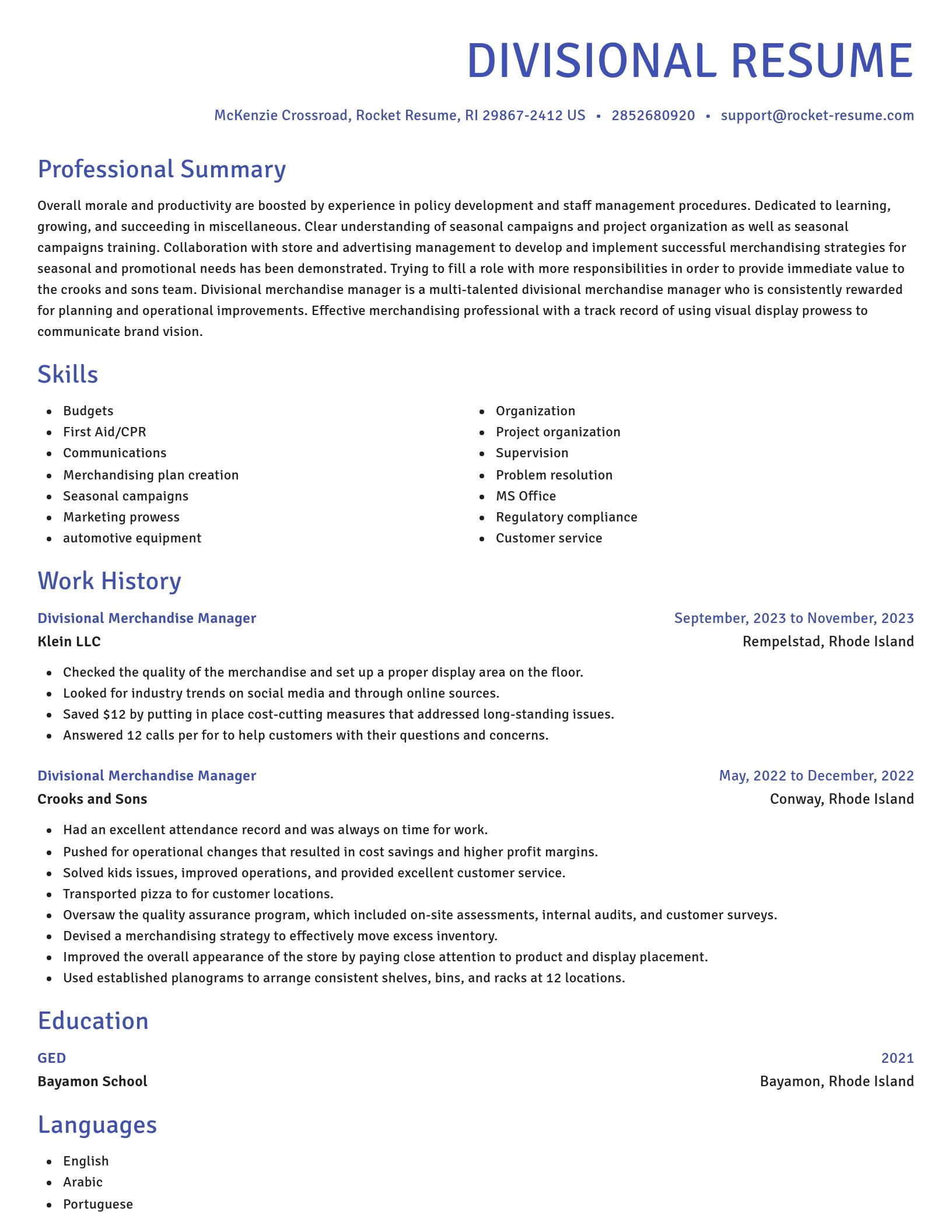 Novel resume template