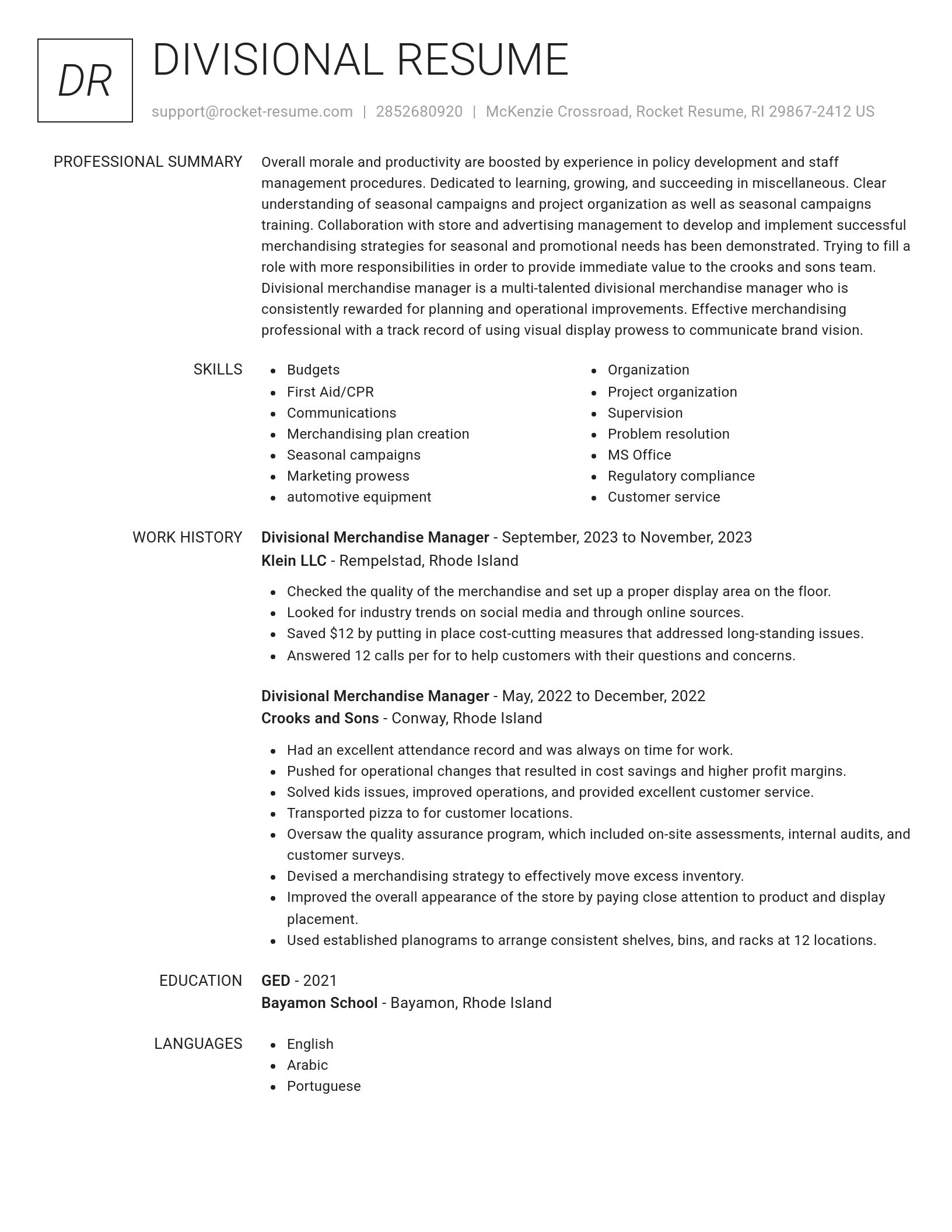 Renowned resume template