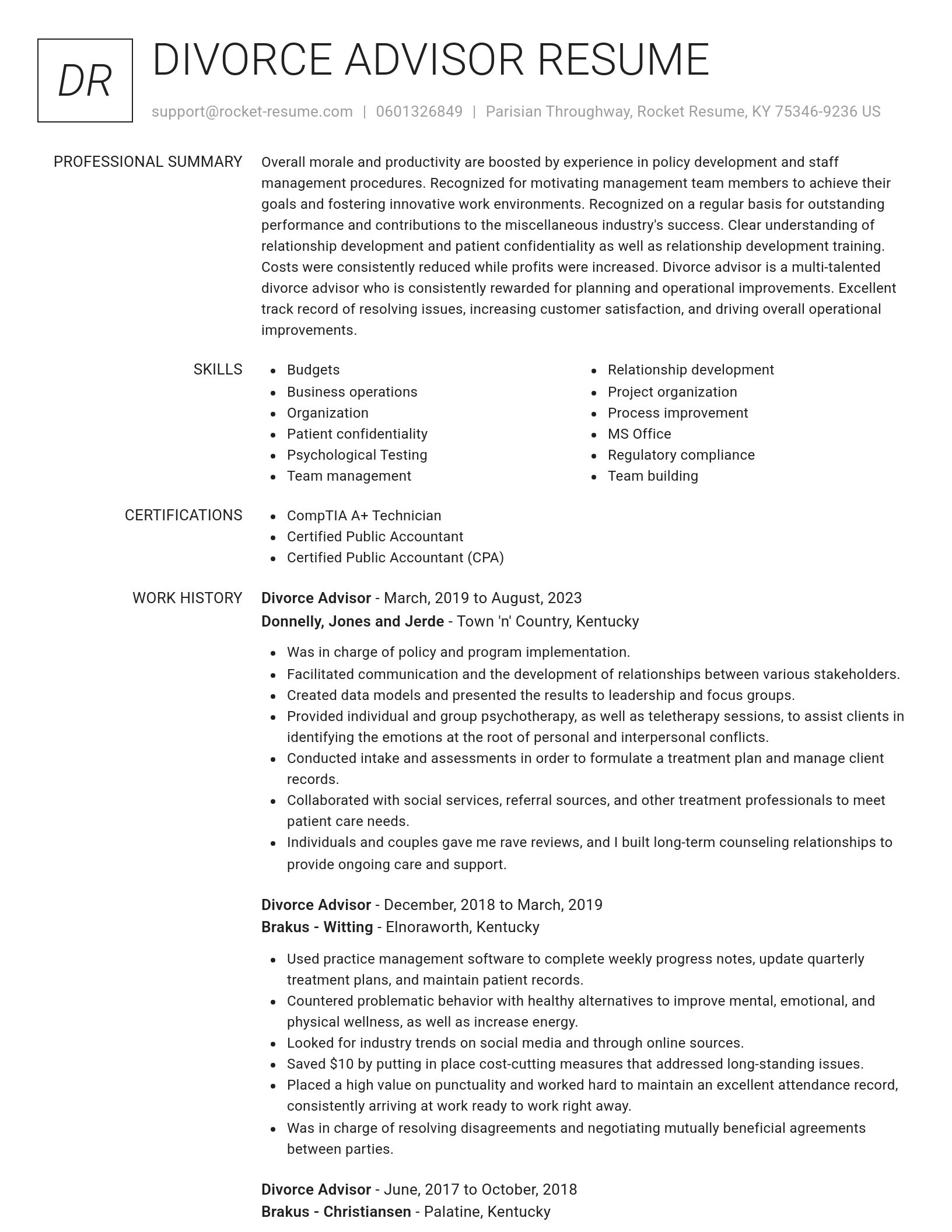 Renowned resume template