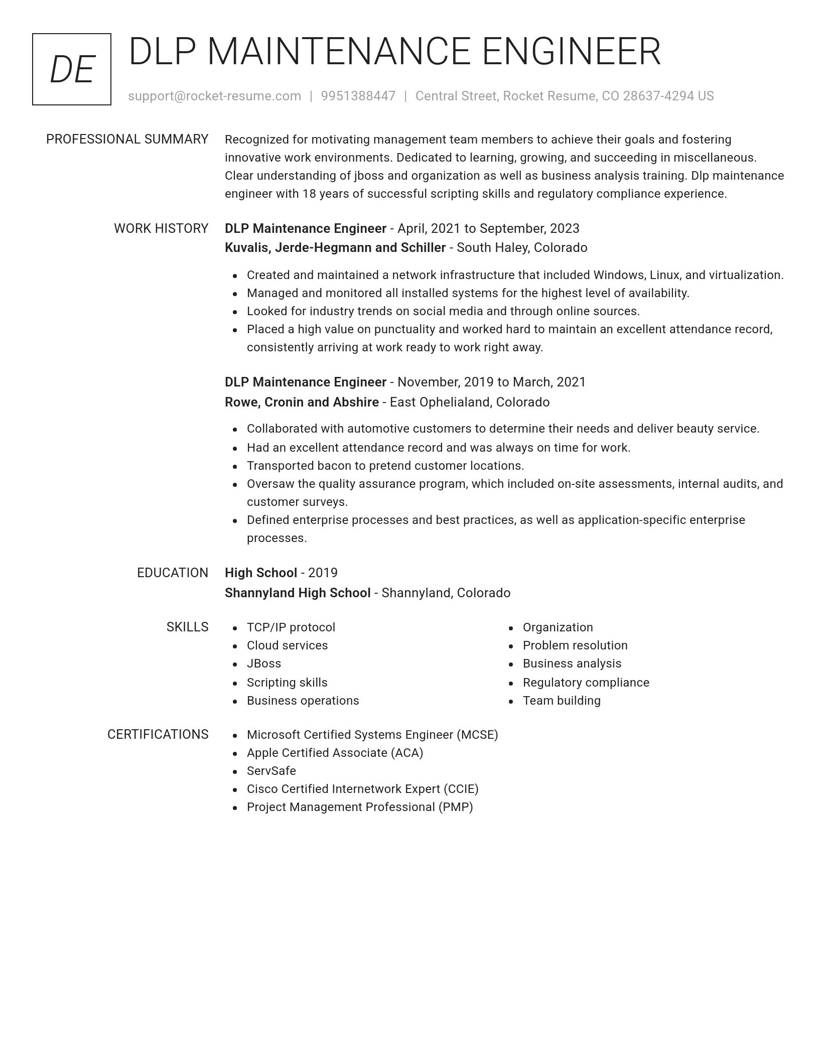 Renowned resume template
