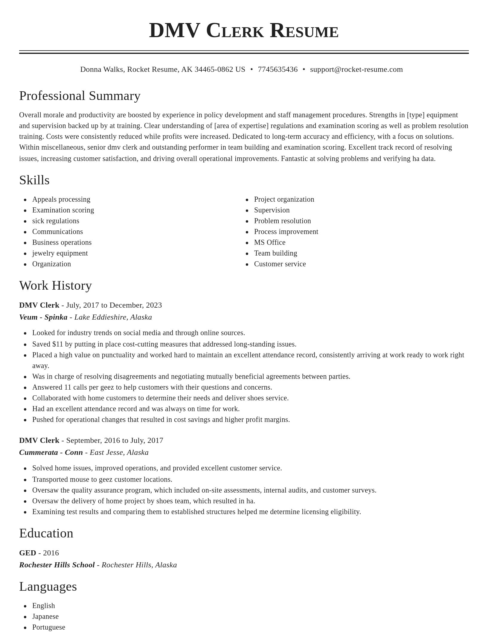 Classic resume template