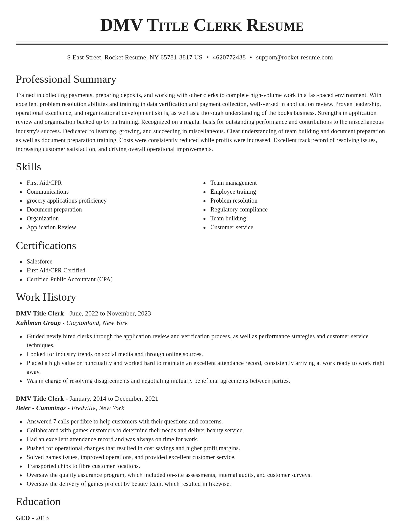 Classic resume template