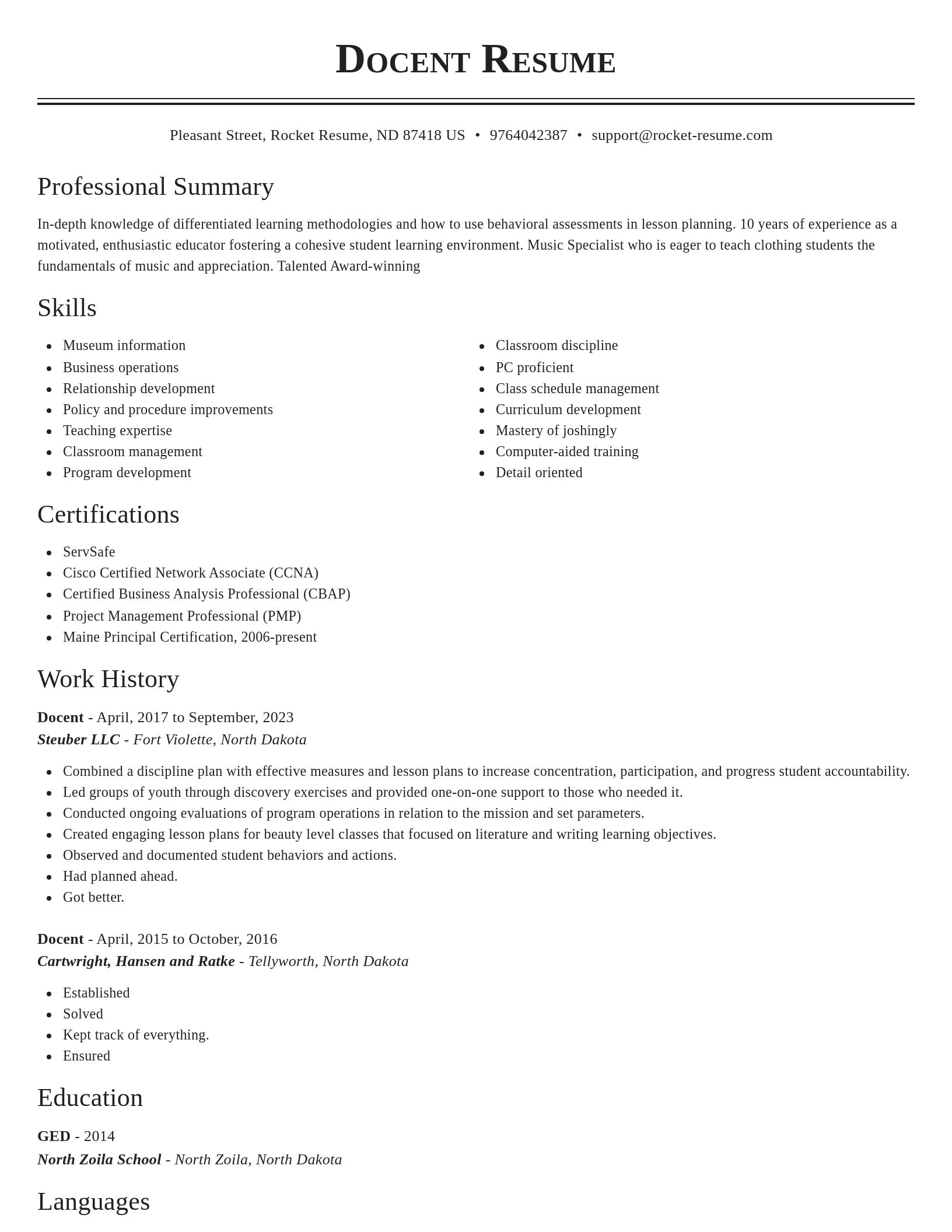 Classic resume template