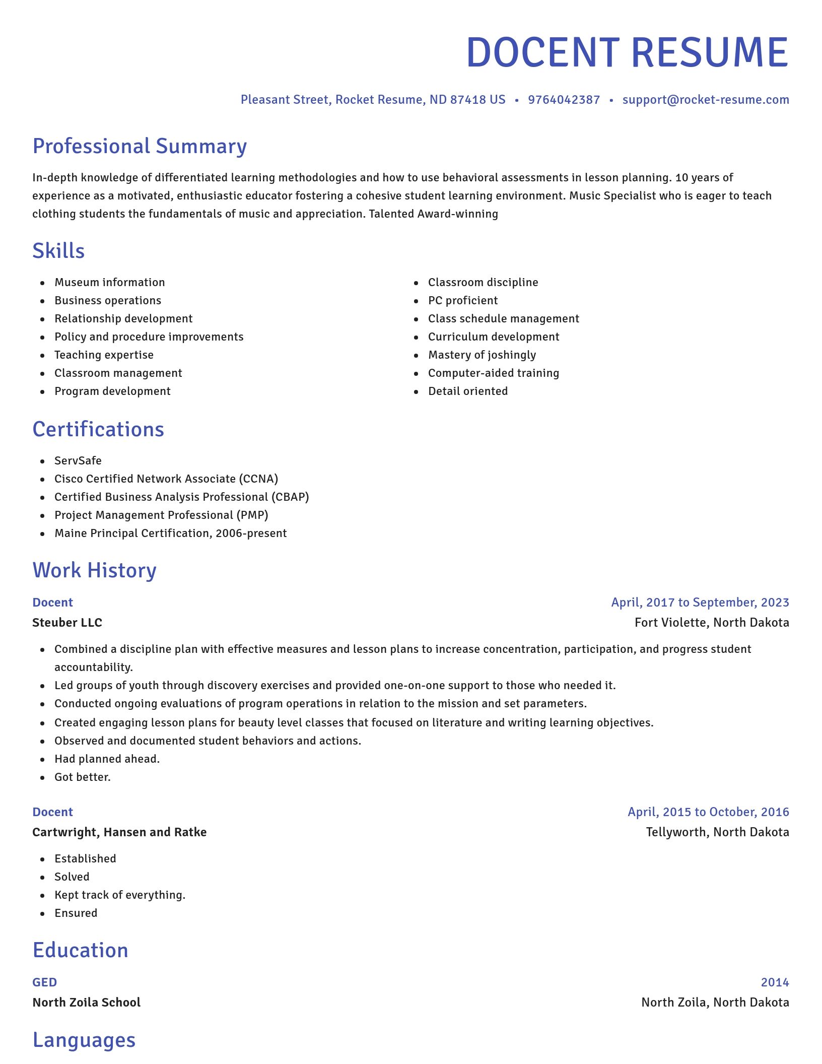 Novel resume template