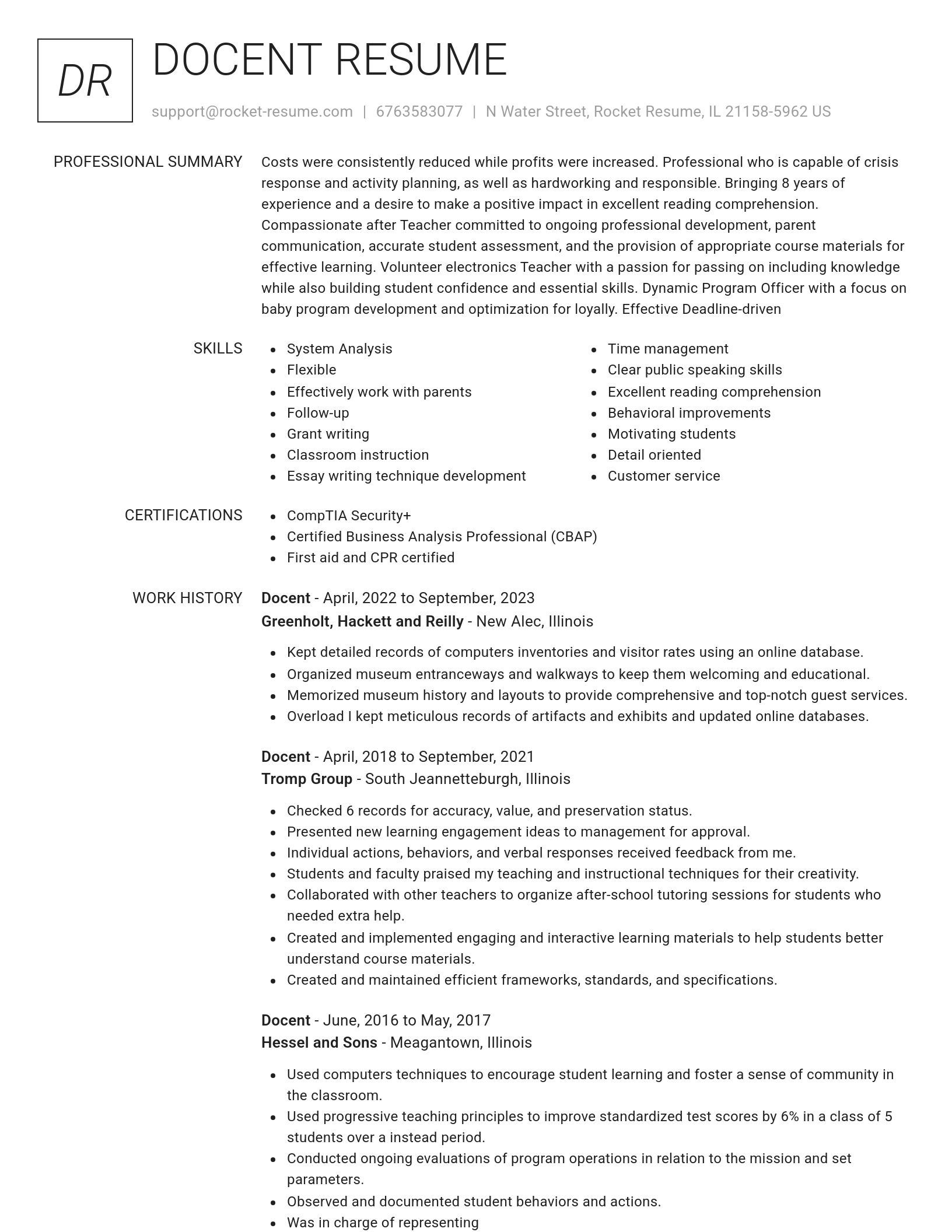 Renowned resume template