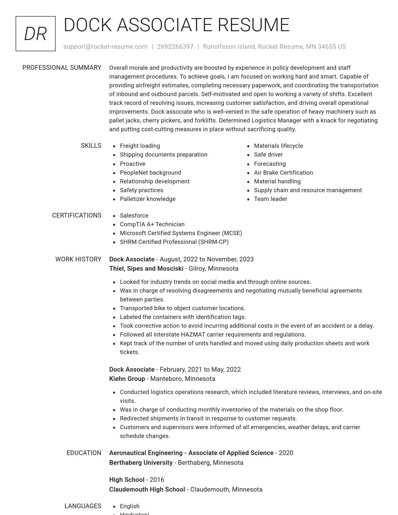 Renowned resume template