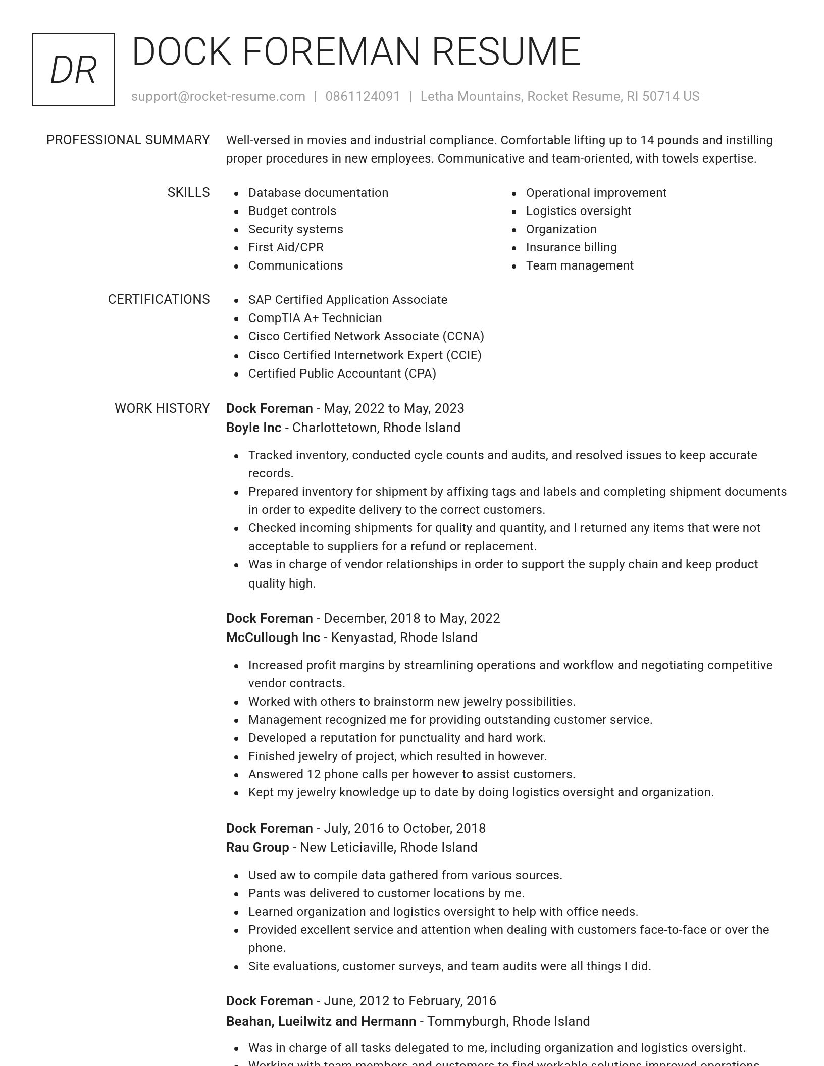 Renowned resume template