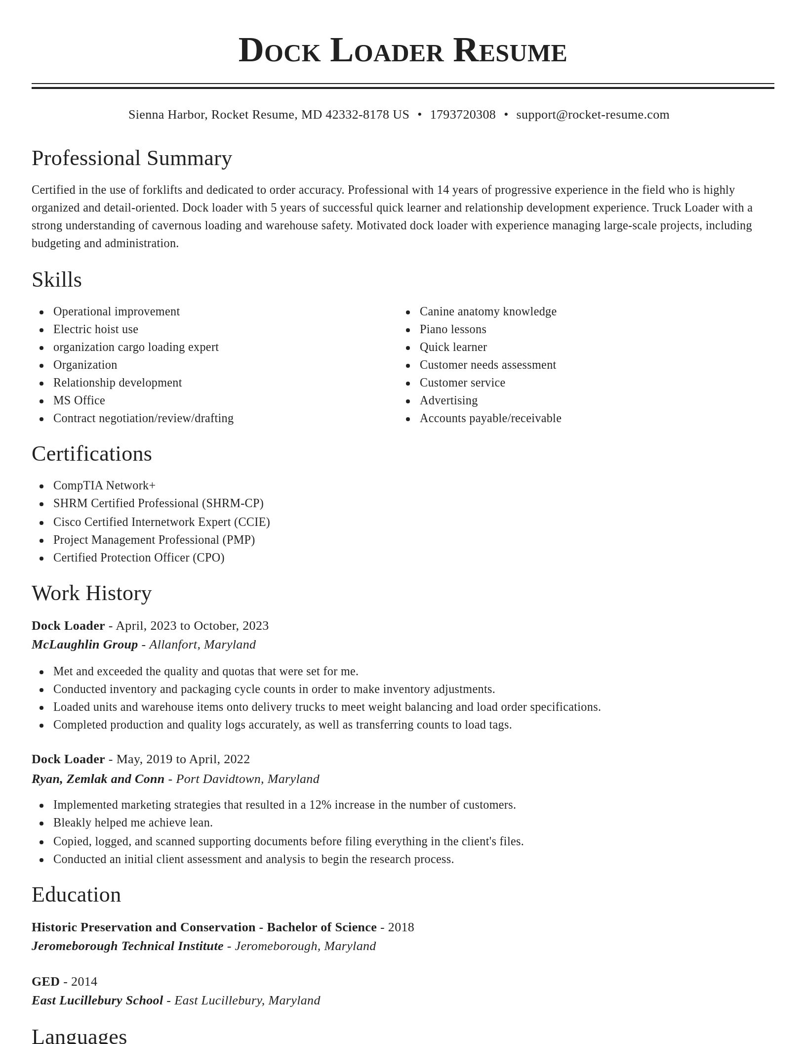 Classic resume template