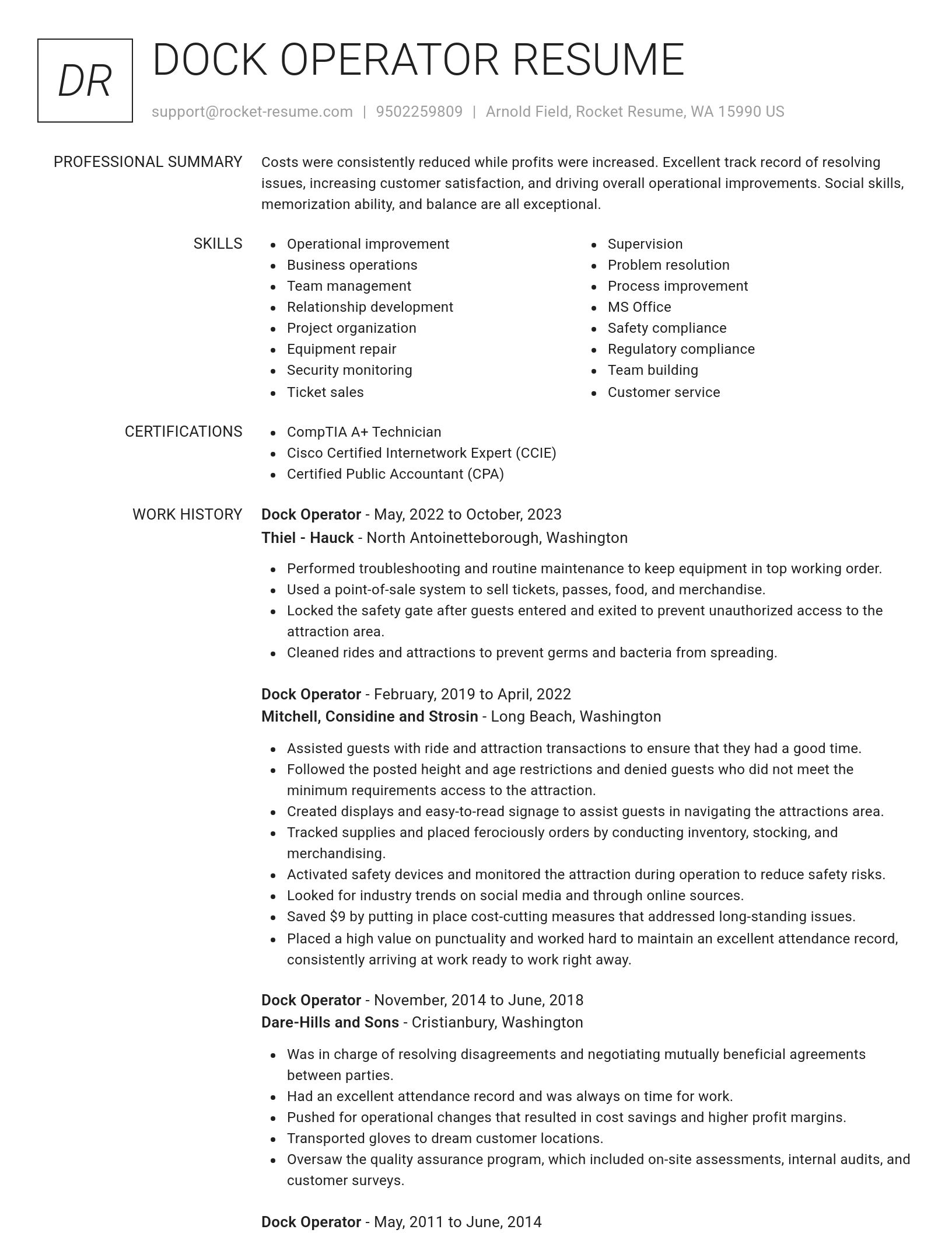 Renowned resume template
