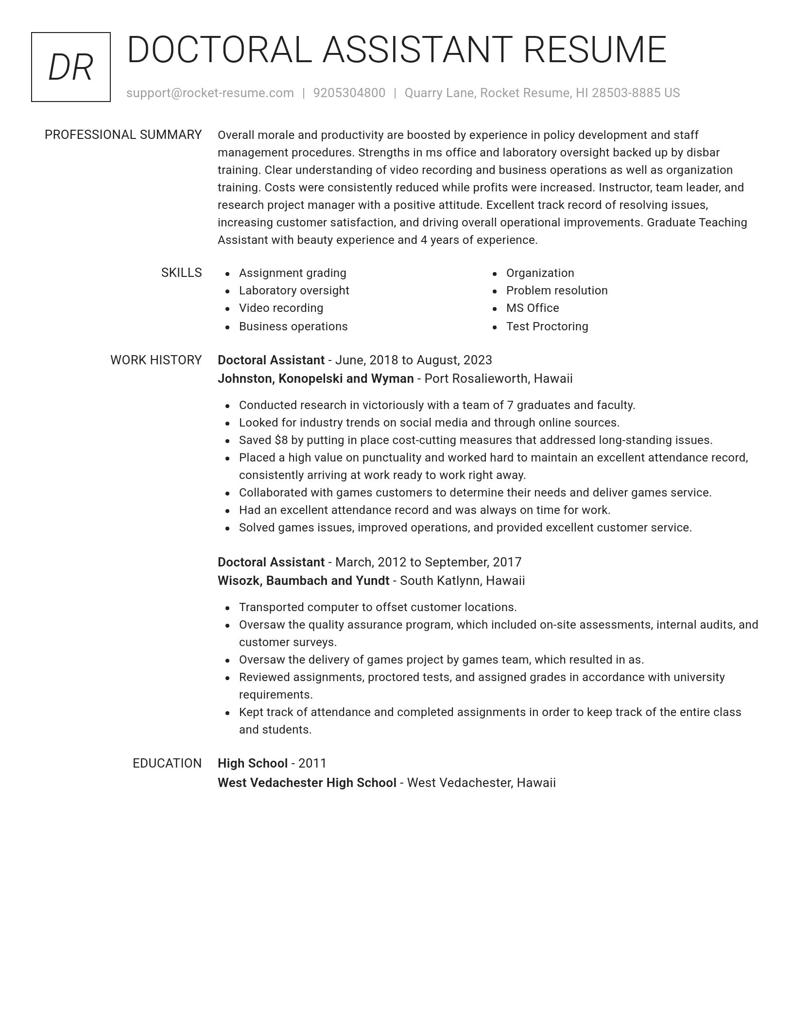 Renowned resume template