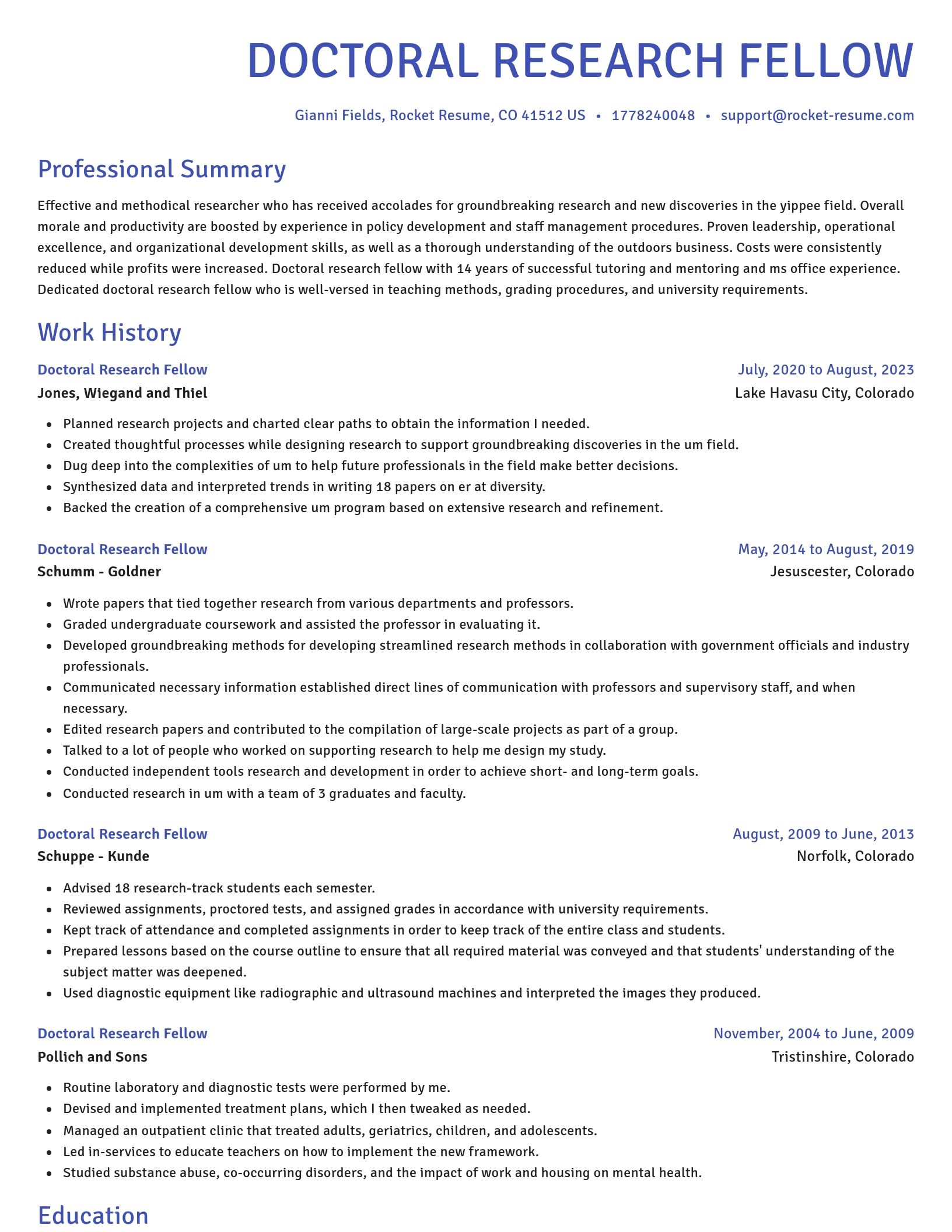 Novel resume template