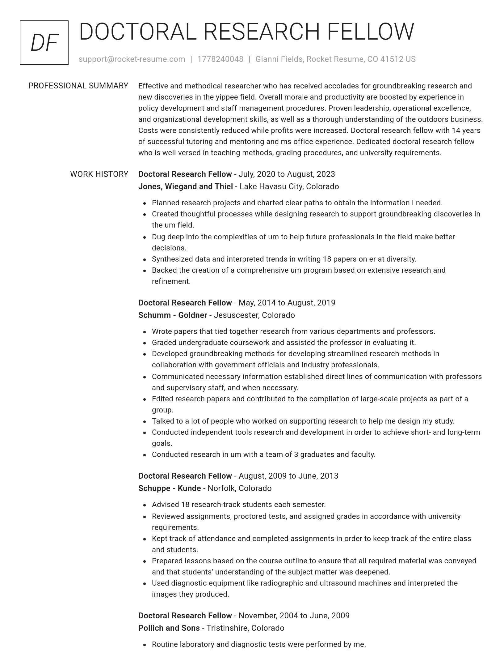Renowned resume template