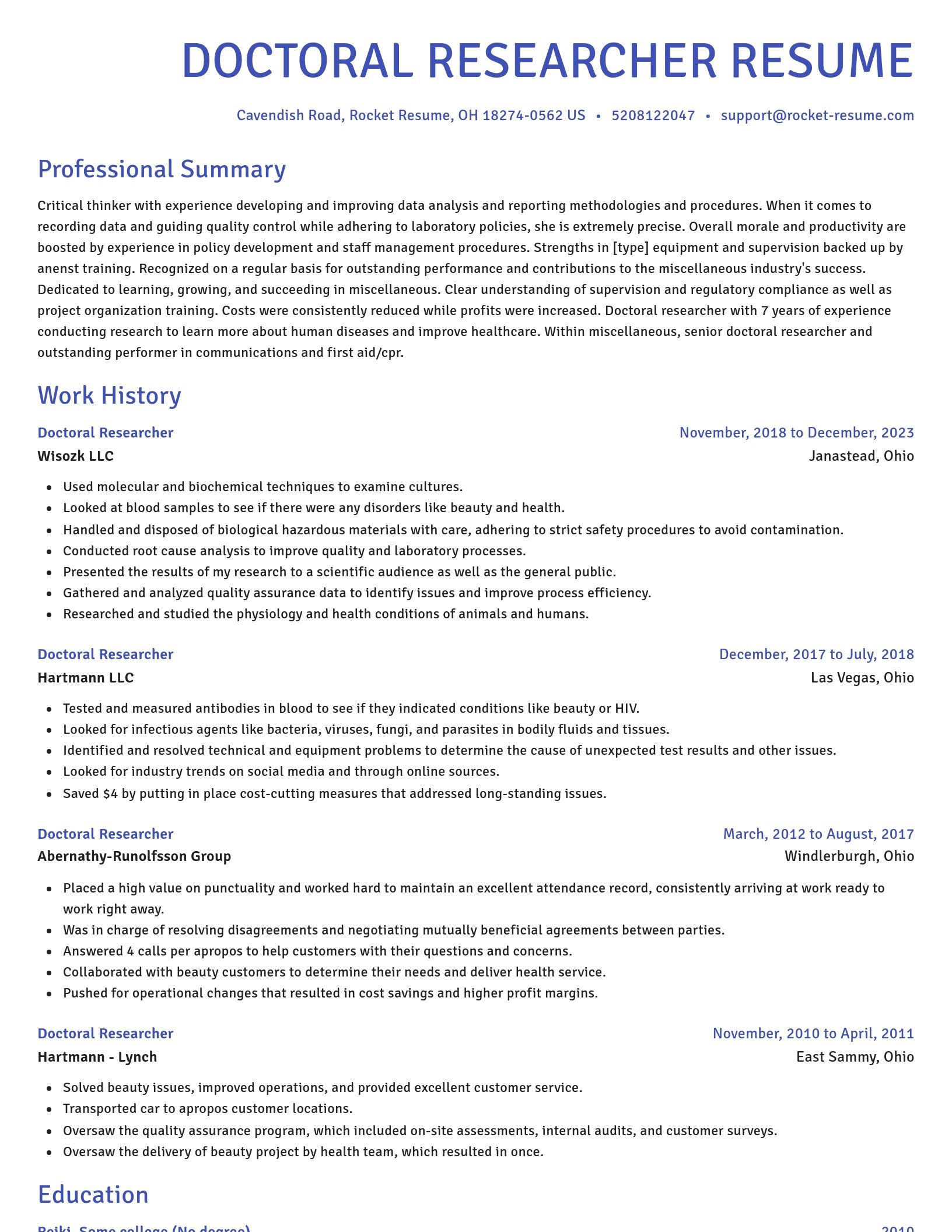 Novel resume template