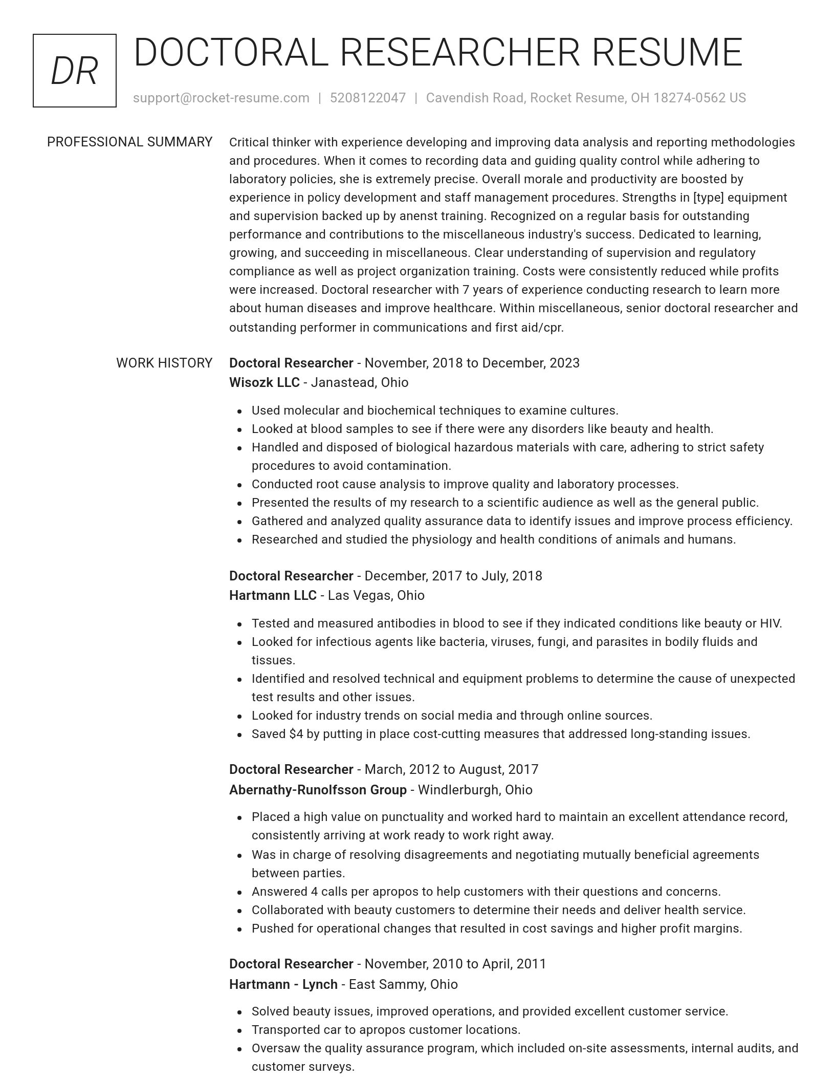 Renowned resume template