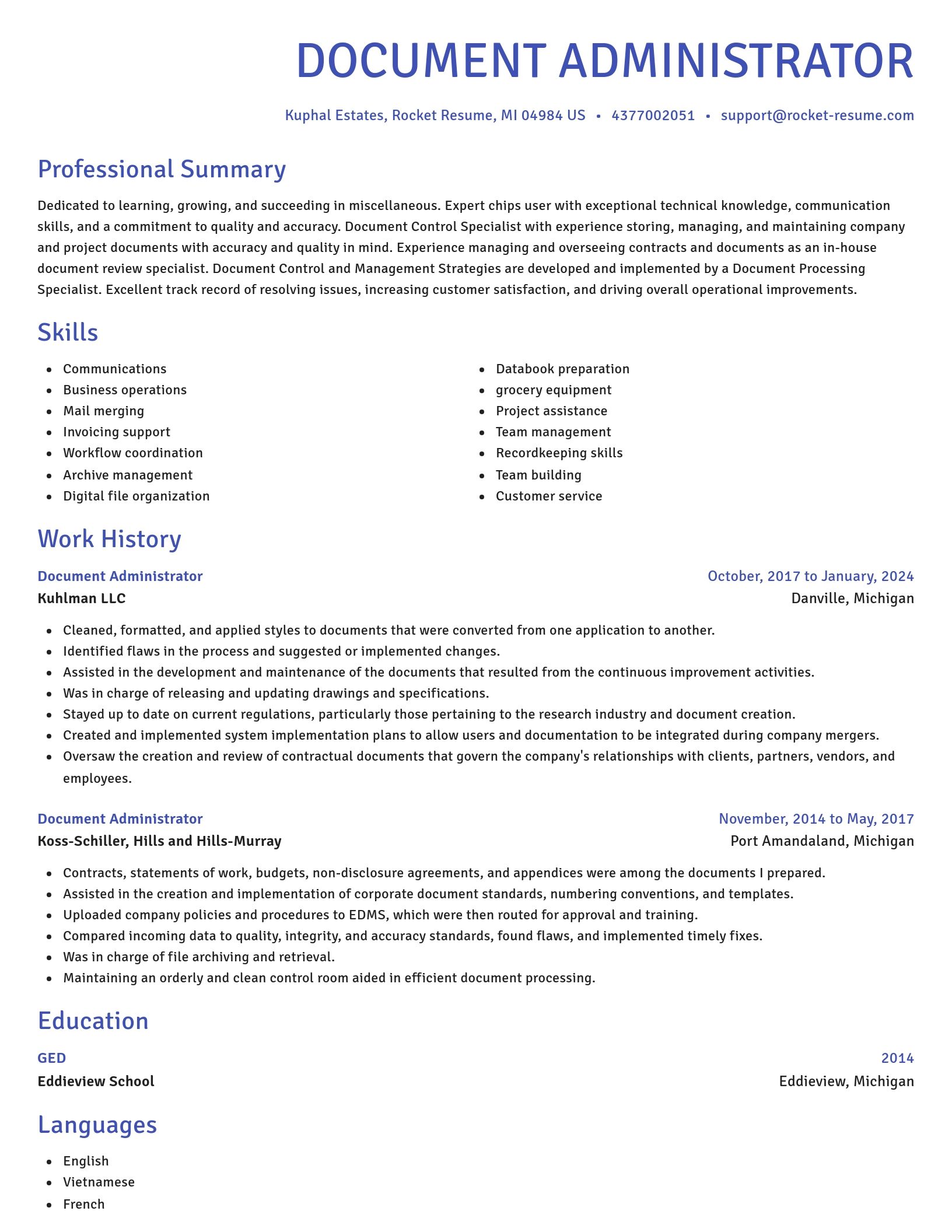 Novel resume template