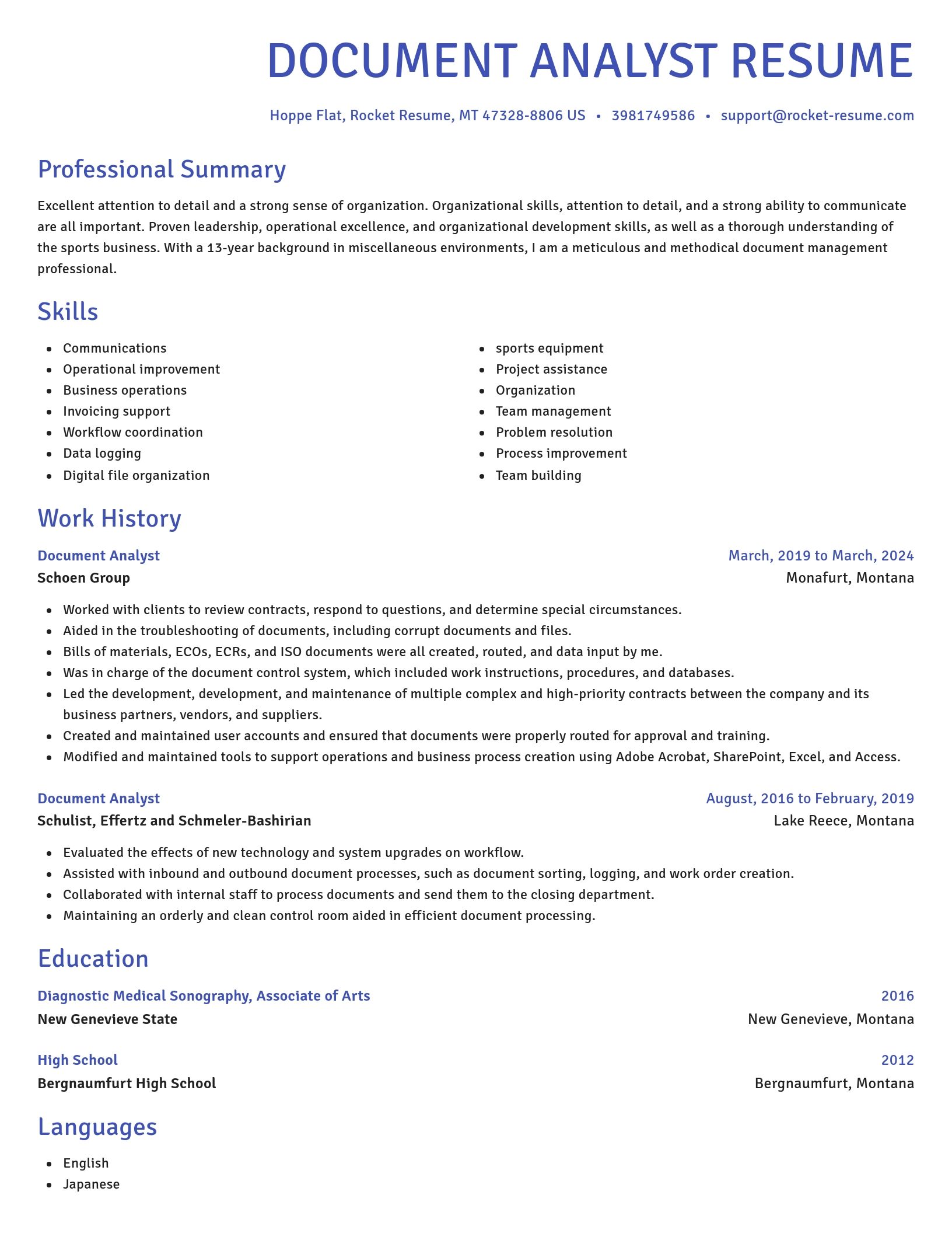Novel resume template