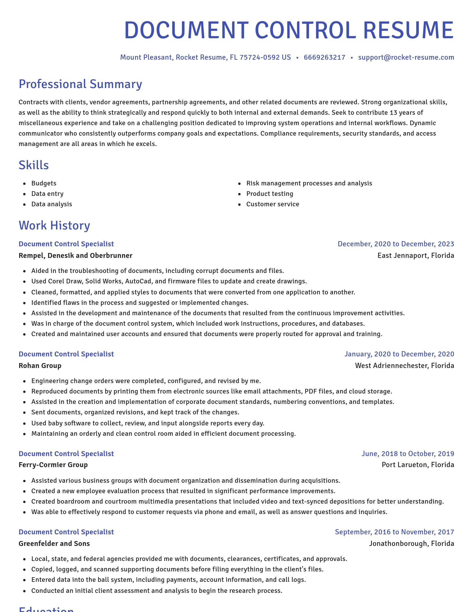 Novel resume template