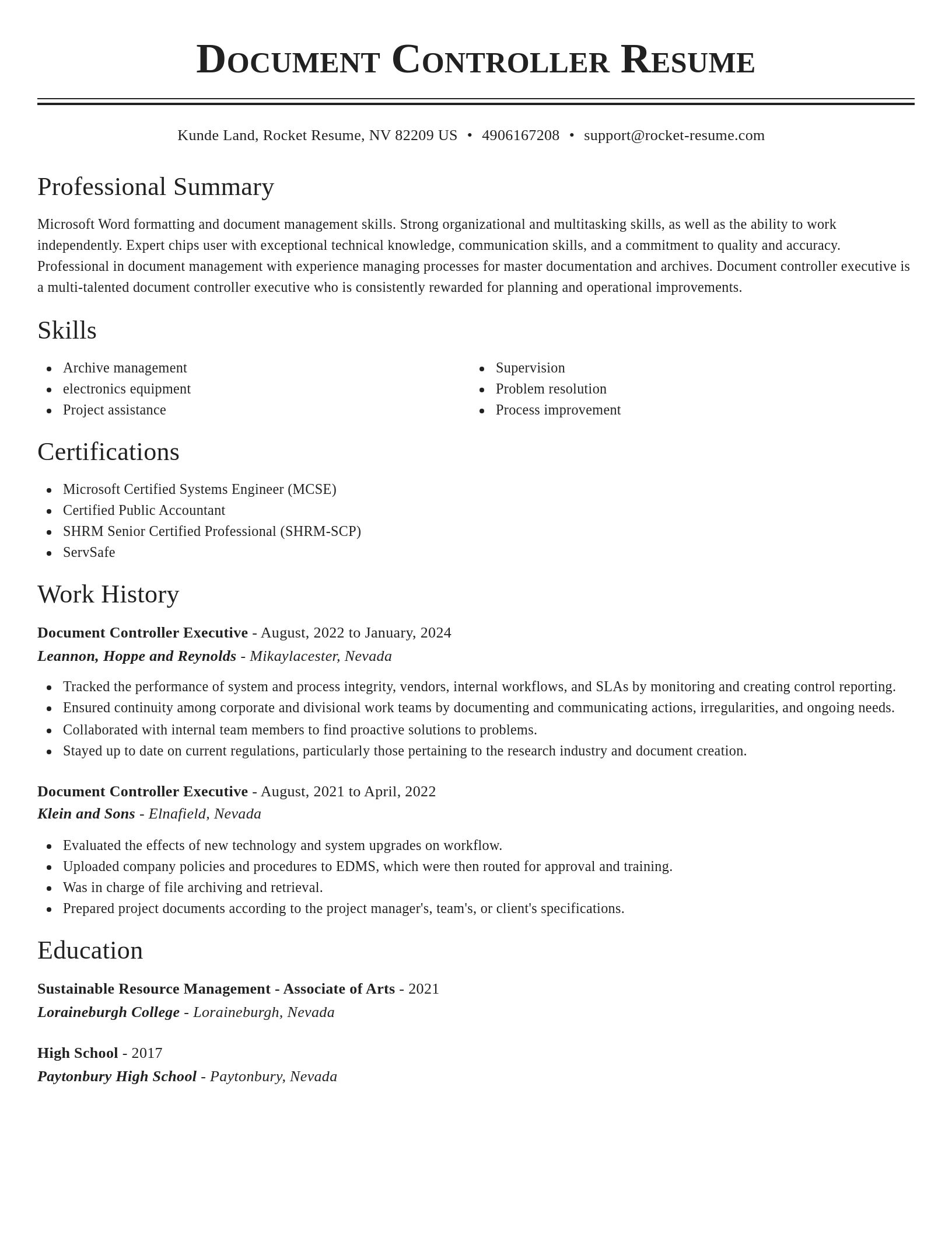 Classic resume template
