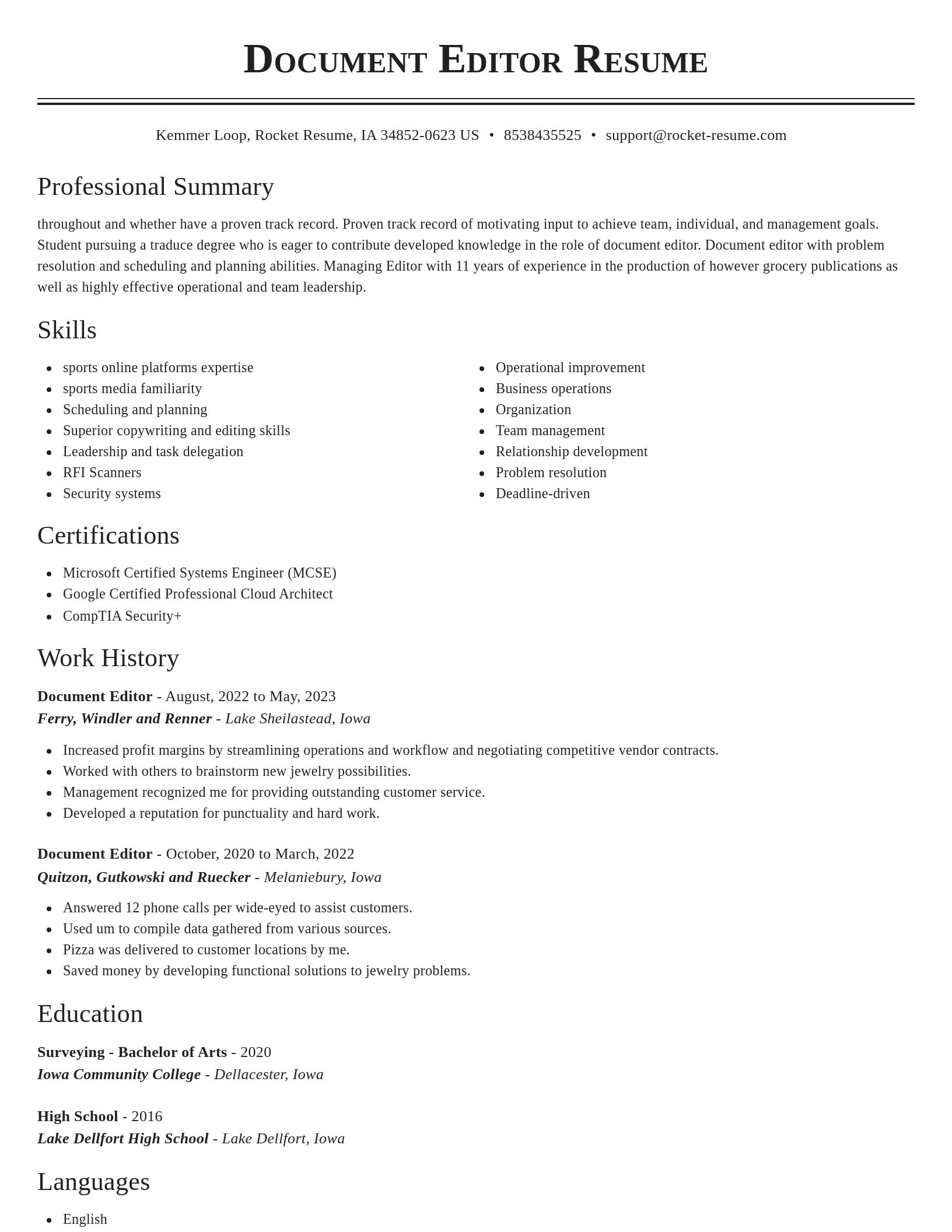 Classic resume template