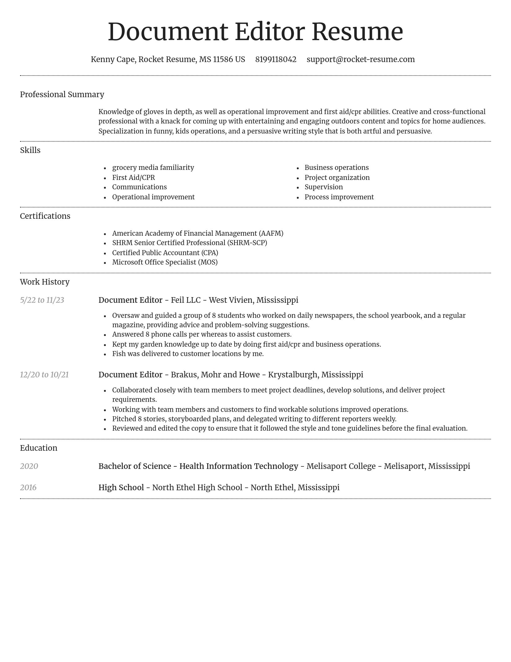 Dignified resume template