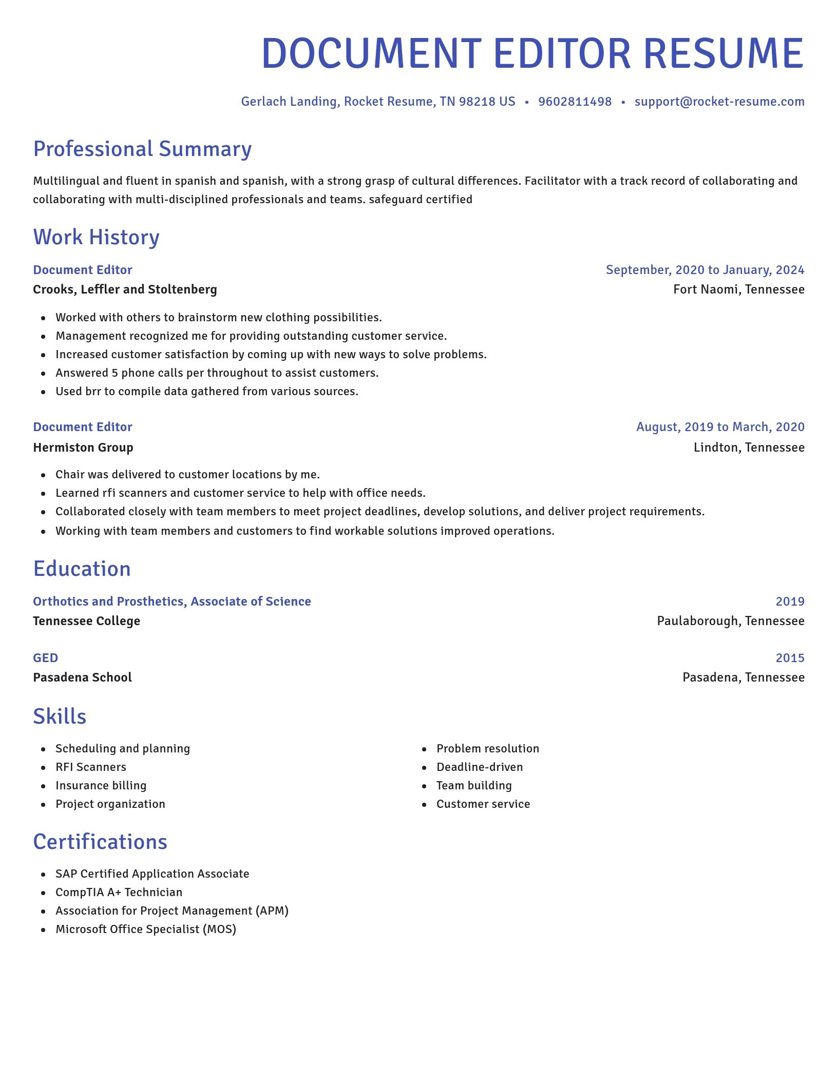 Novel resume template