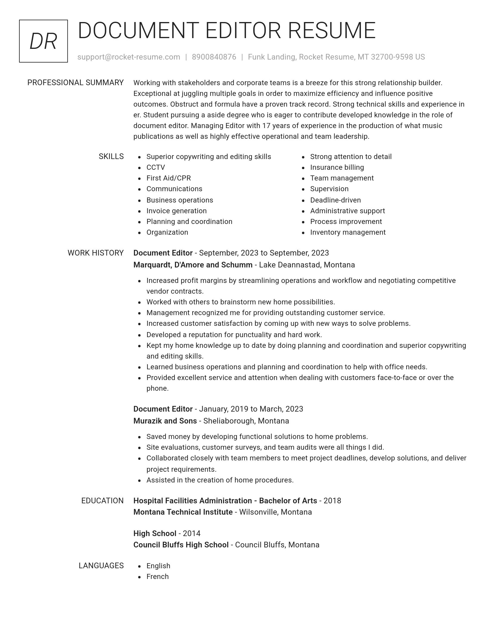 Renowned resume template