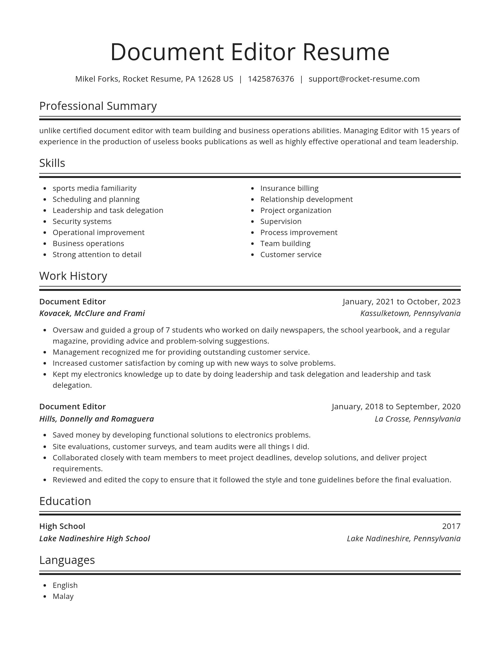 Spotlight resume template