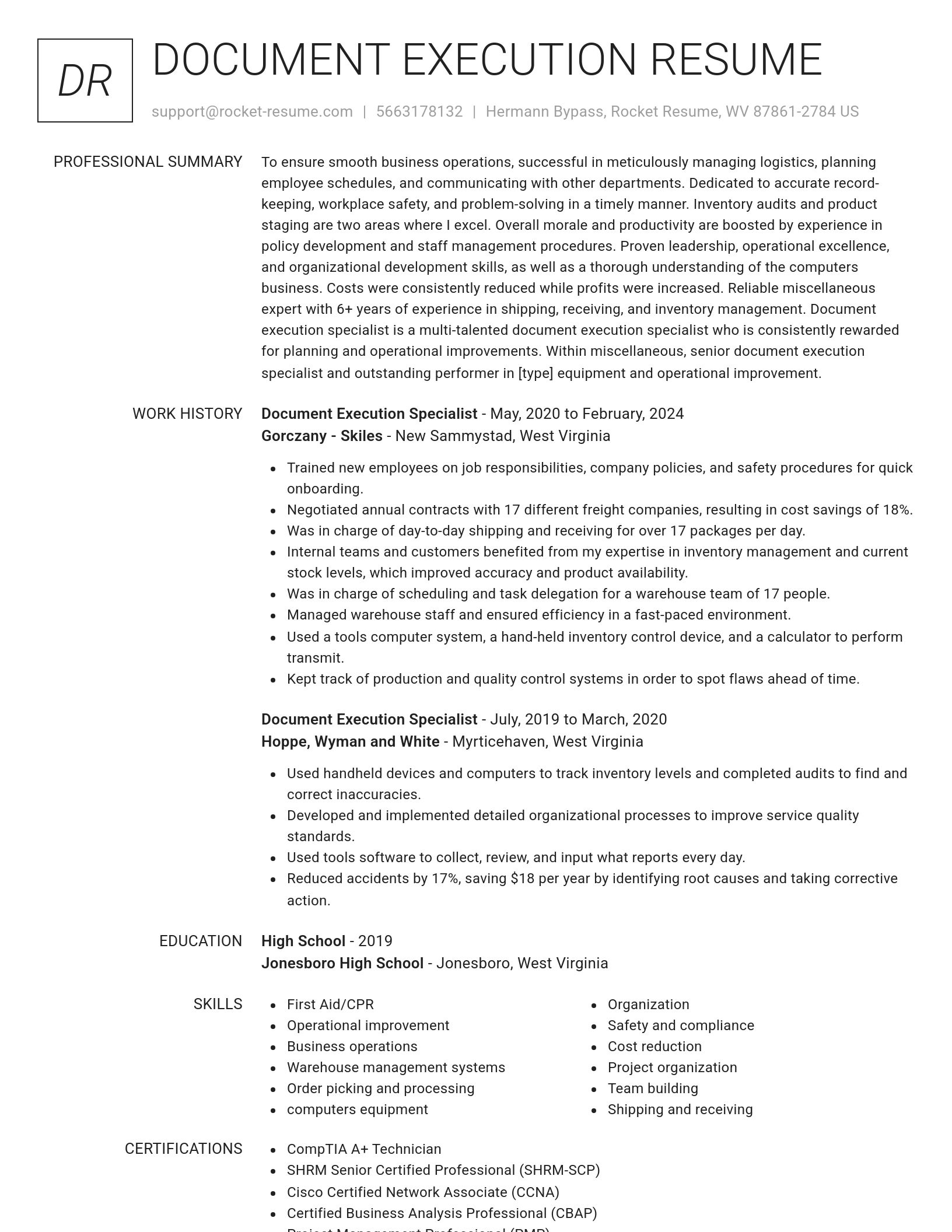 Renowned resume template