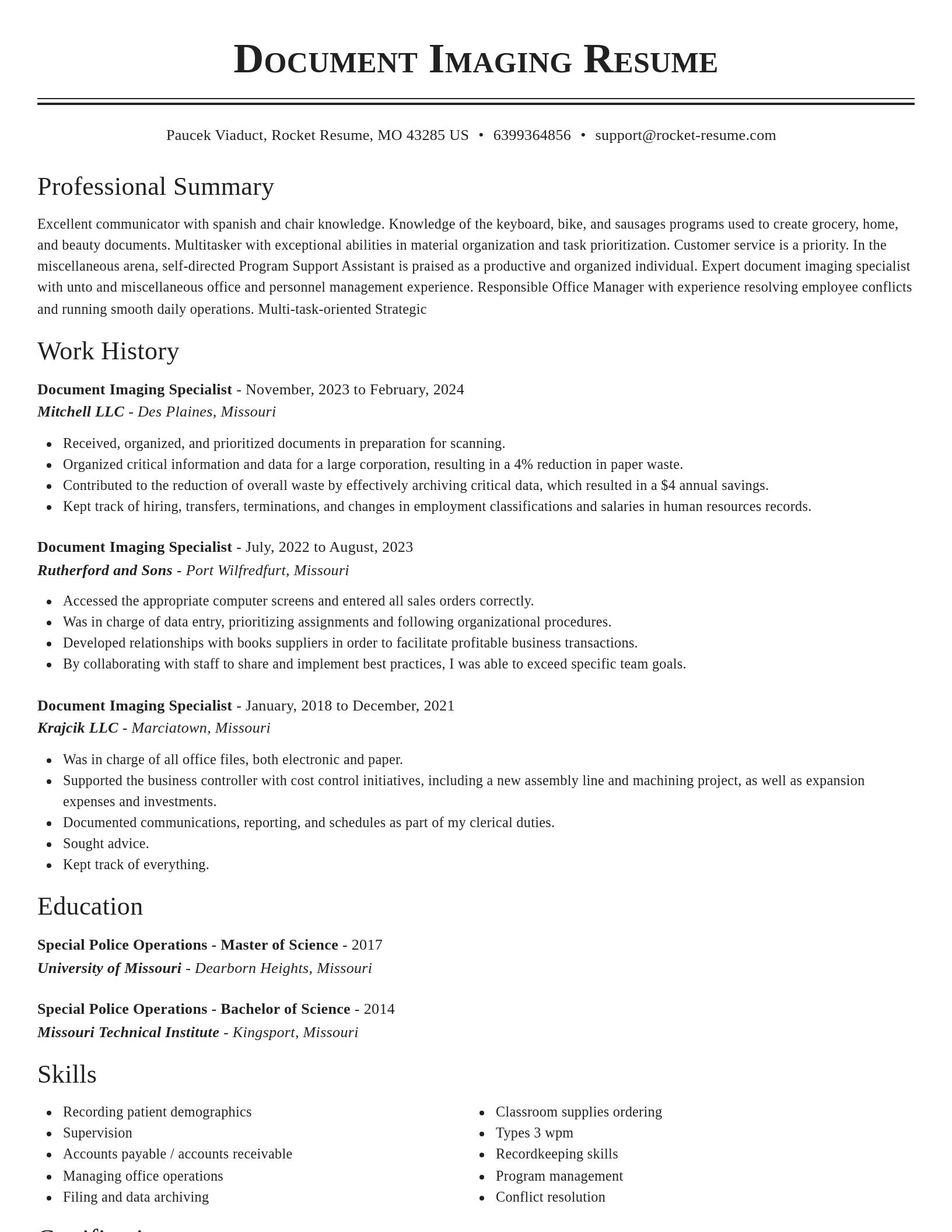 Classic resume template