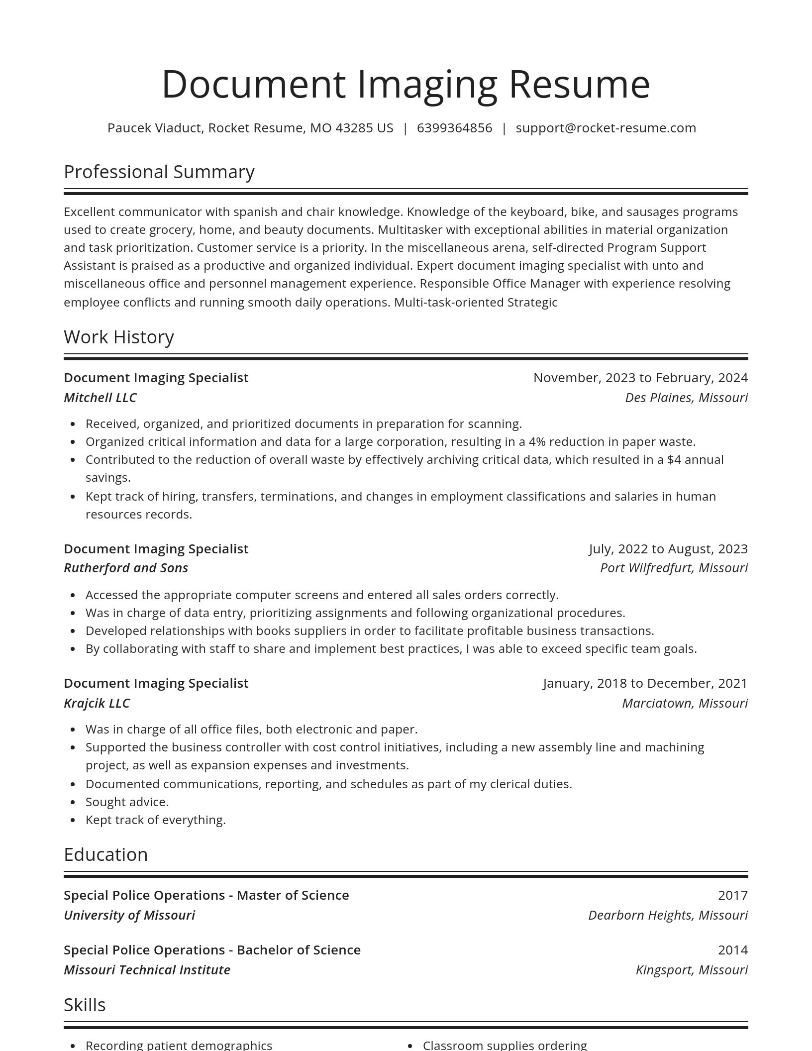 Spotlight resume template