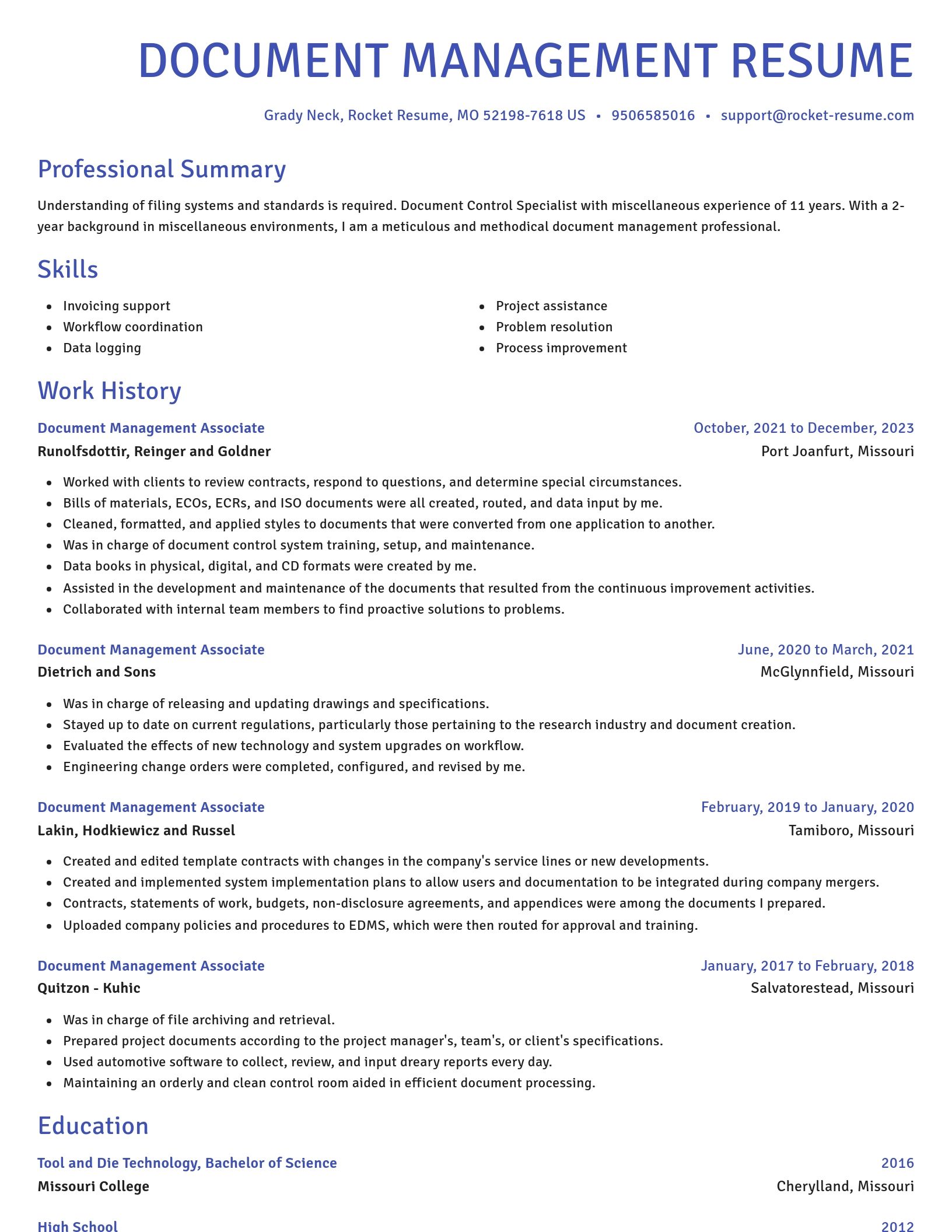 Novel resume template