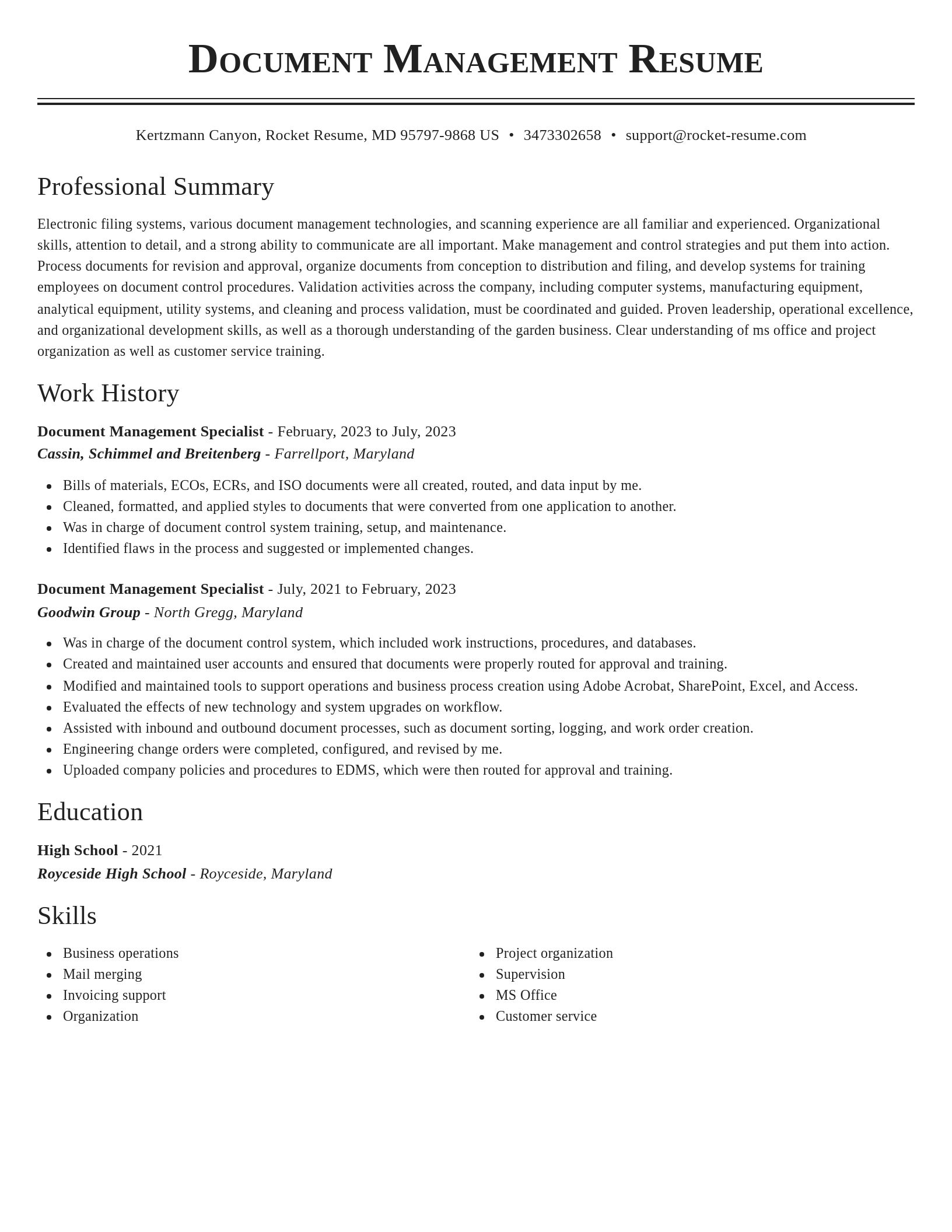 Classic resume template