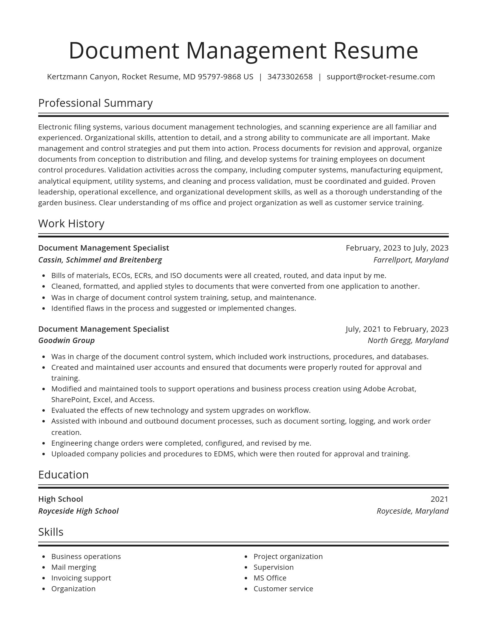 Spotlight resume template