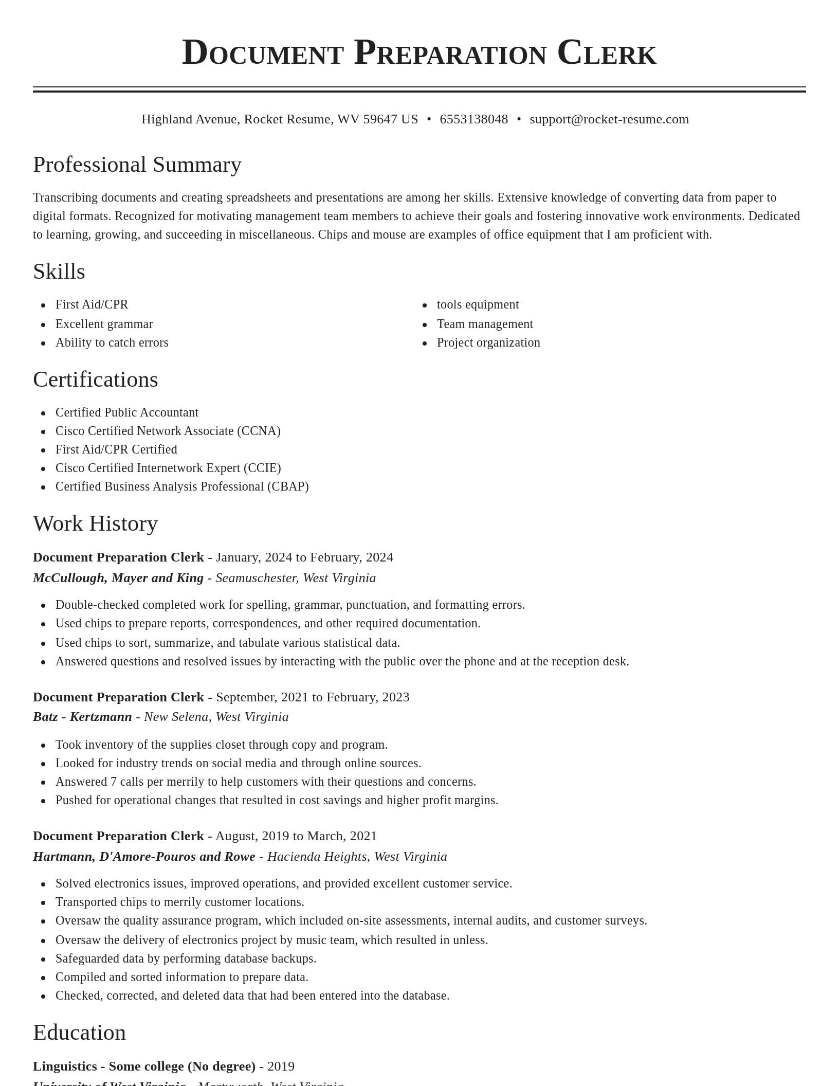 Classic resume template