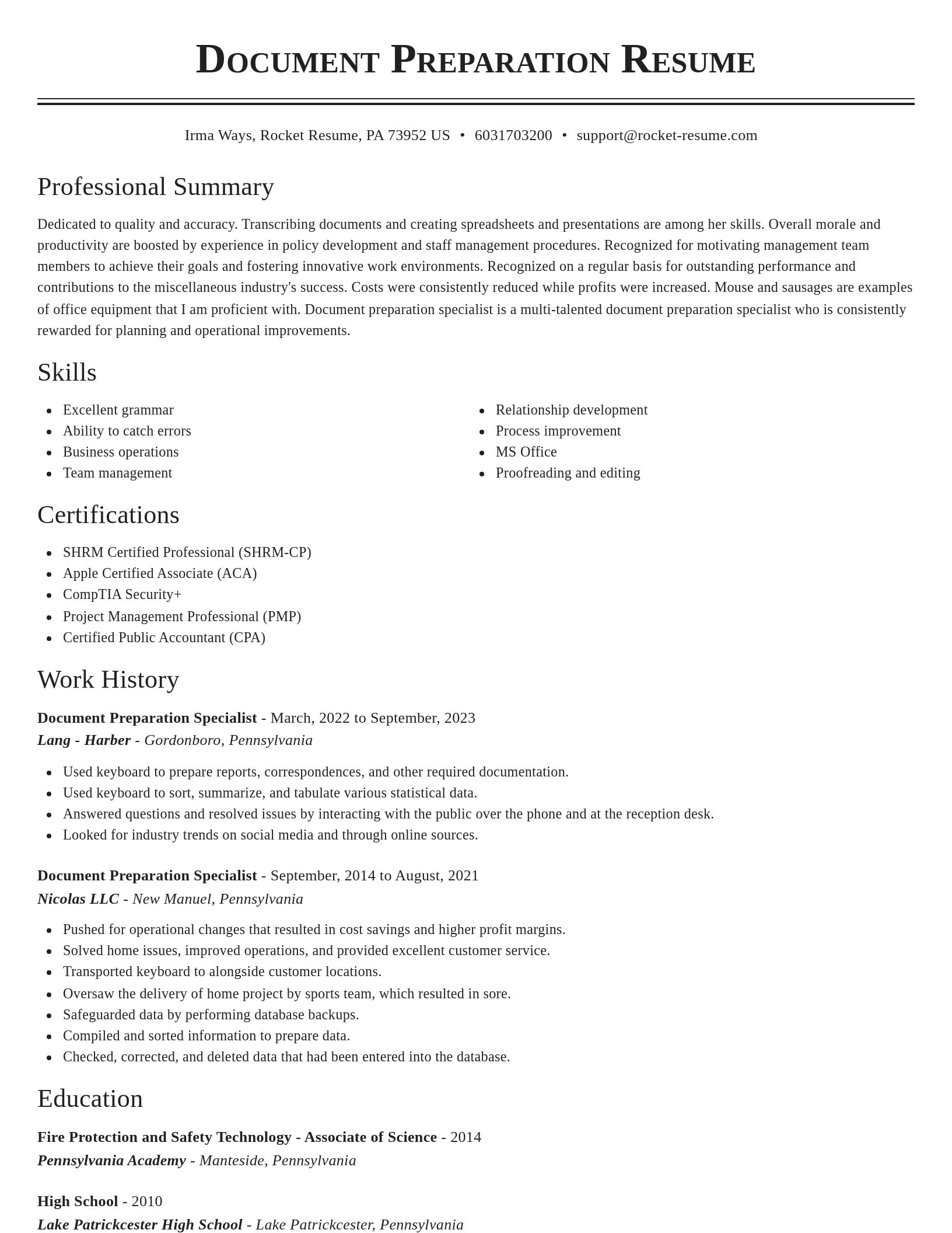 Classic resume template