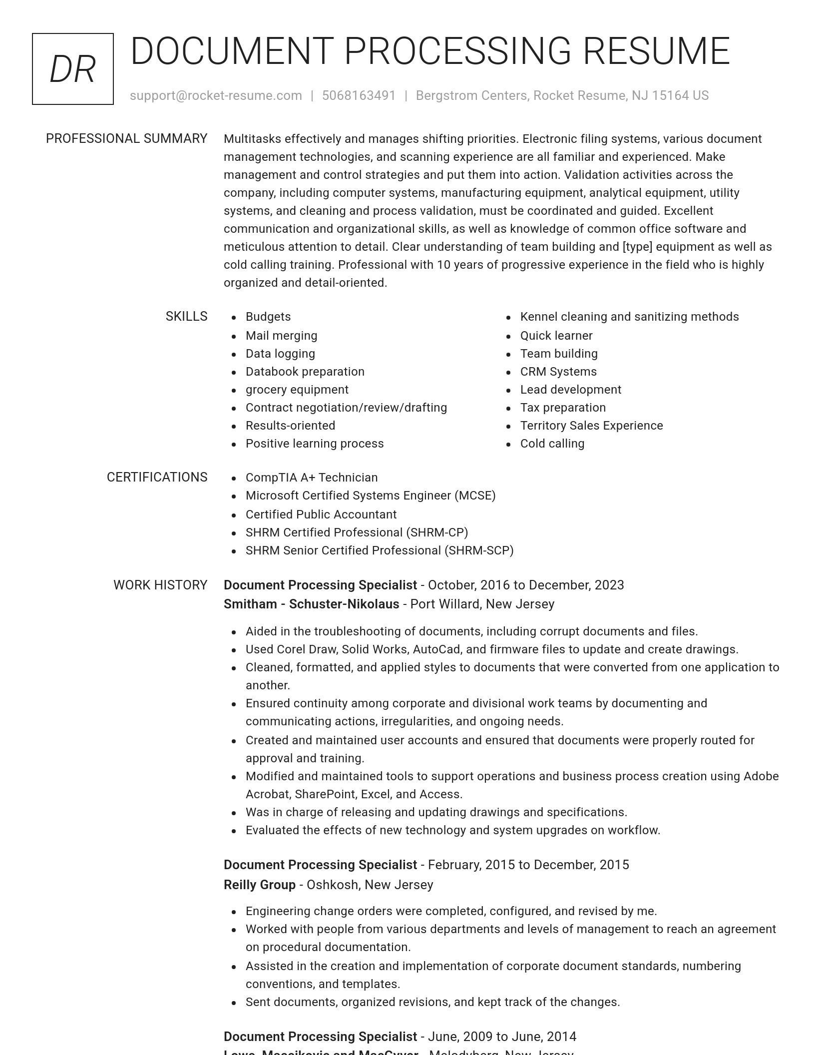 Renowned resume template