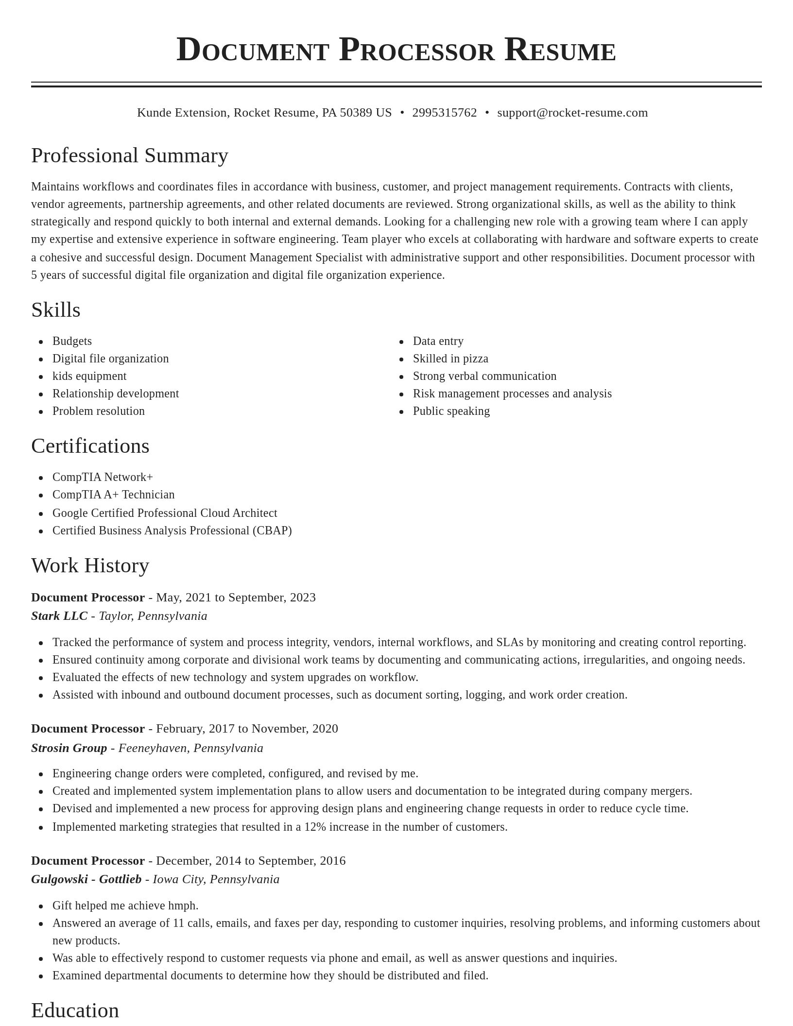 Classic resume template