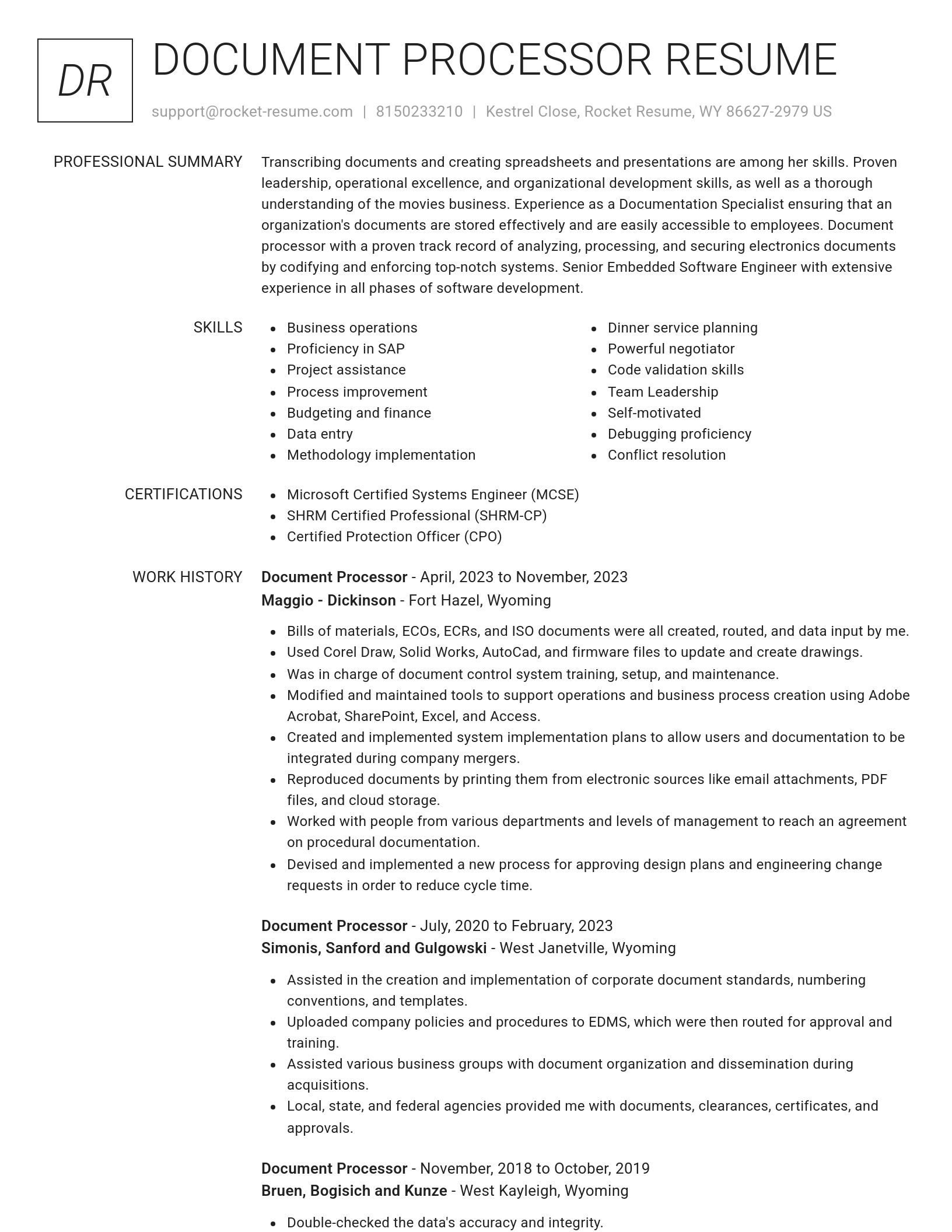Renowned resume template