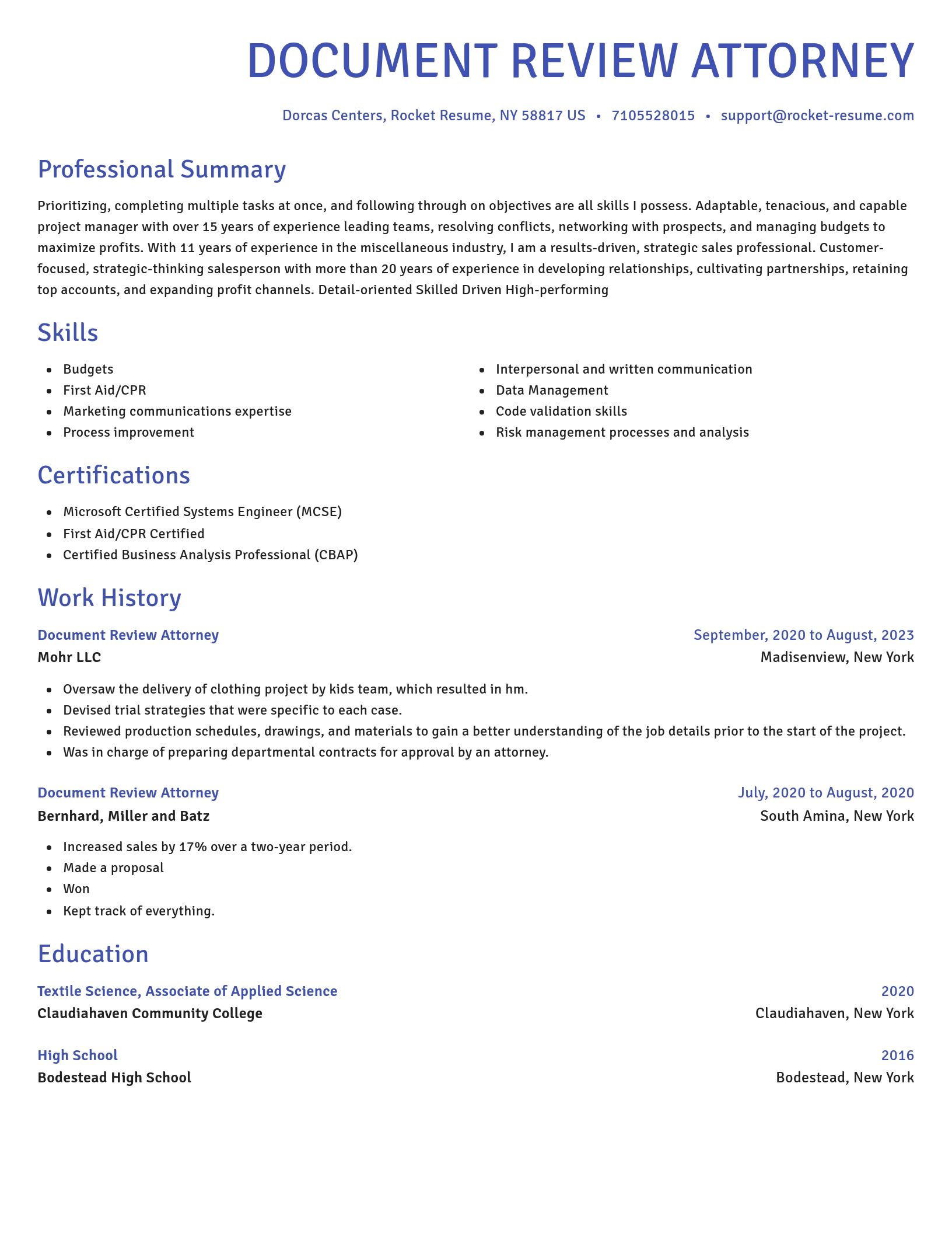 Novel resume template