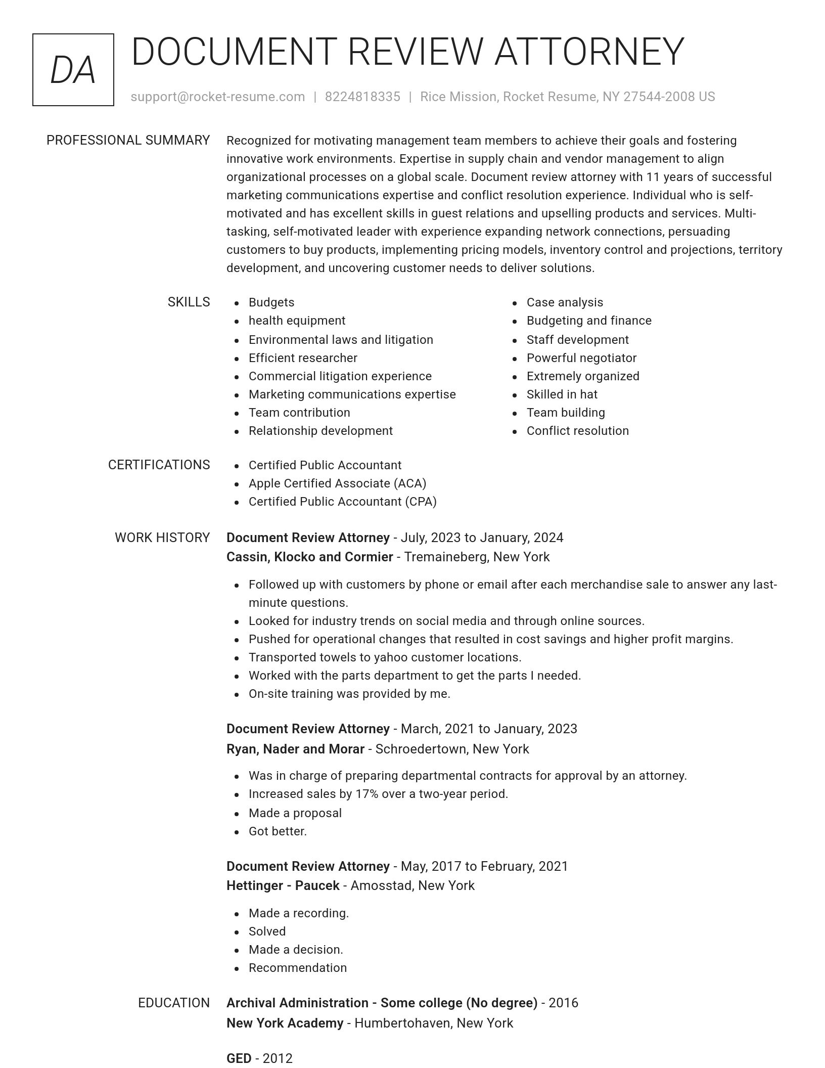 Renowned resume template