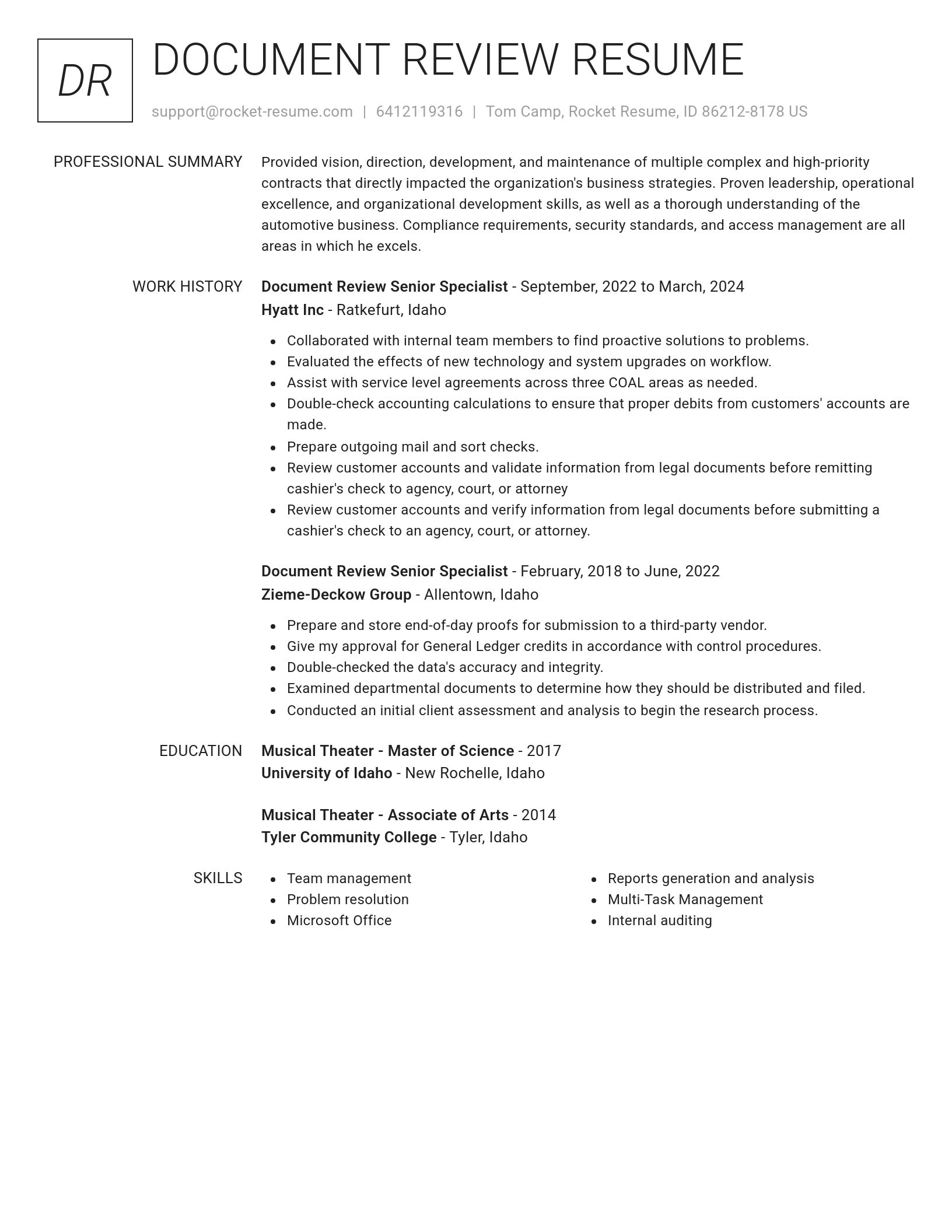 Renowned resume template