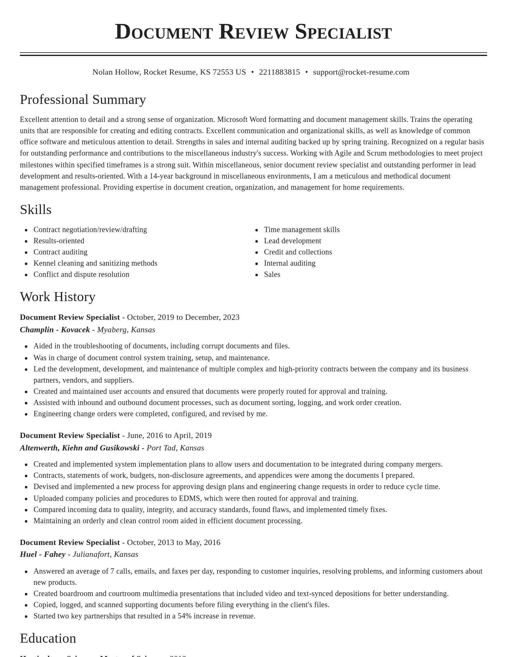 Classic resume template