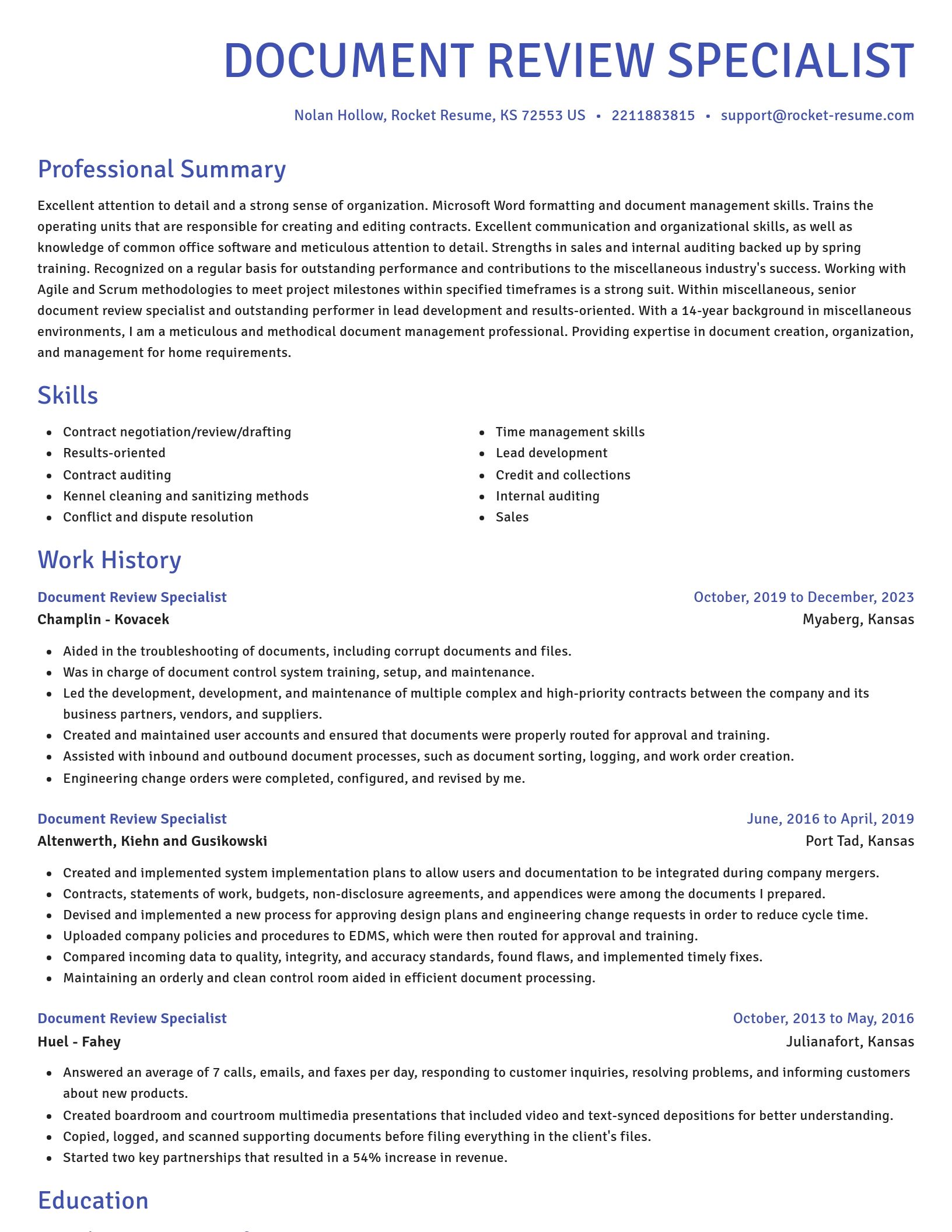 Novel resume template
