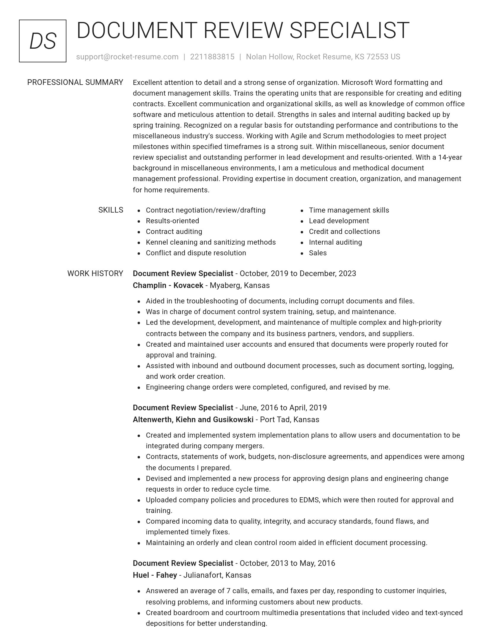 Renowned resume template