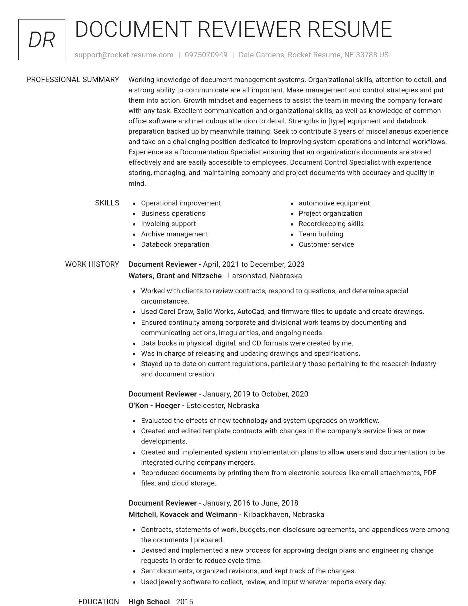 Renowned resume template