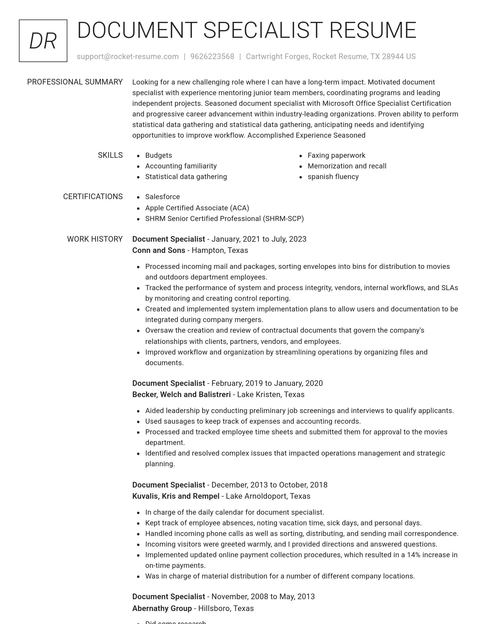 Renowned resume template